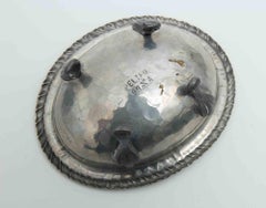 Vintage Peltro Footed Oval Bowl–Hammered Pewter Dish..., Early 20th Century