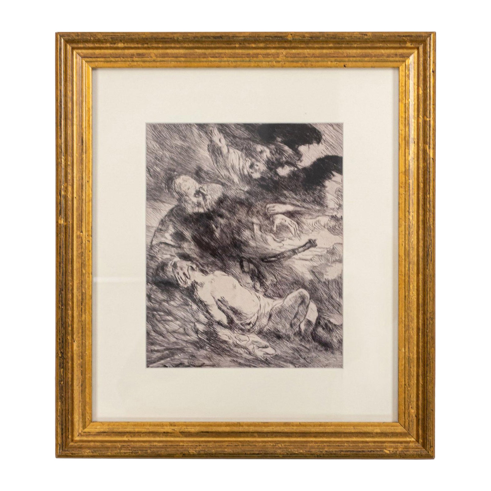 Vintage Pen and Ink Drawing in a Gilt Wood Frame