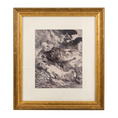 Vintage Pen and Ink Drawing in a Gilt Wood Frame