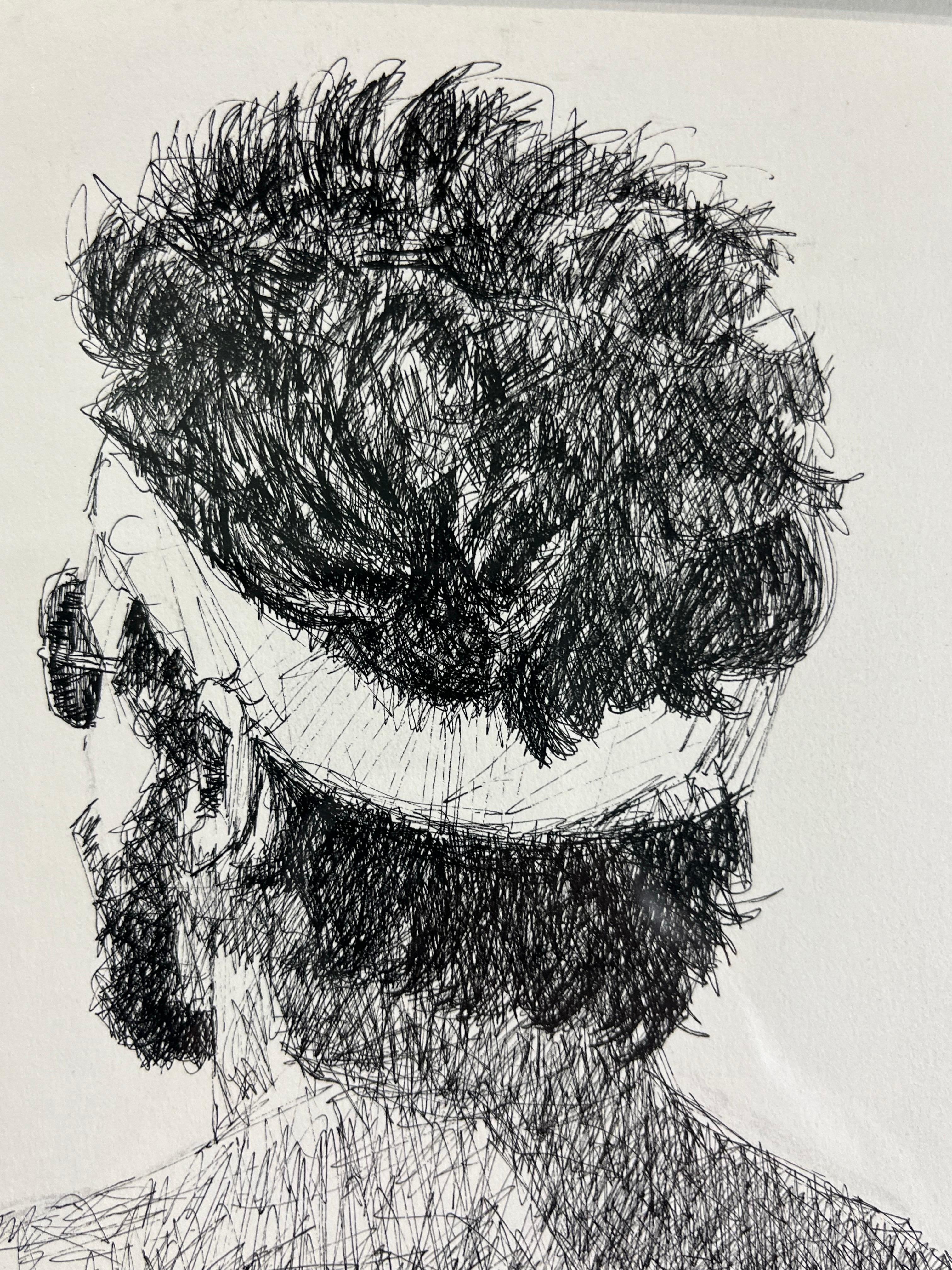 Vintage Pen and Ink Men At The Beach Bill Cantwell (Papier) im Angebot