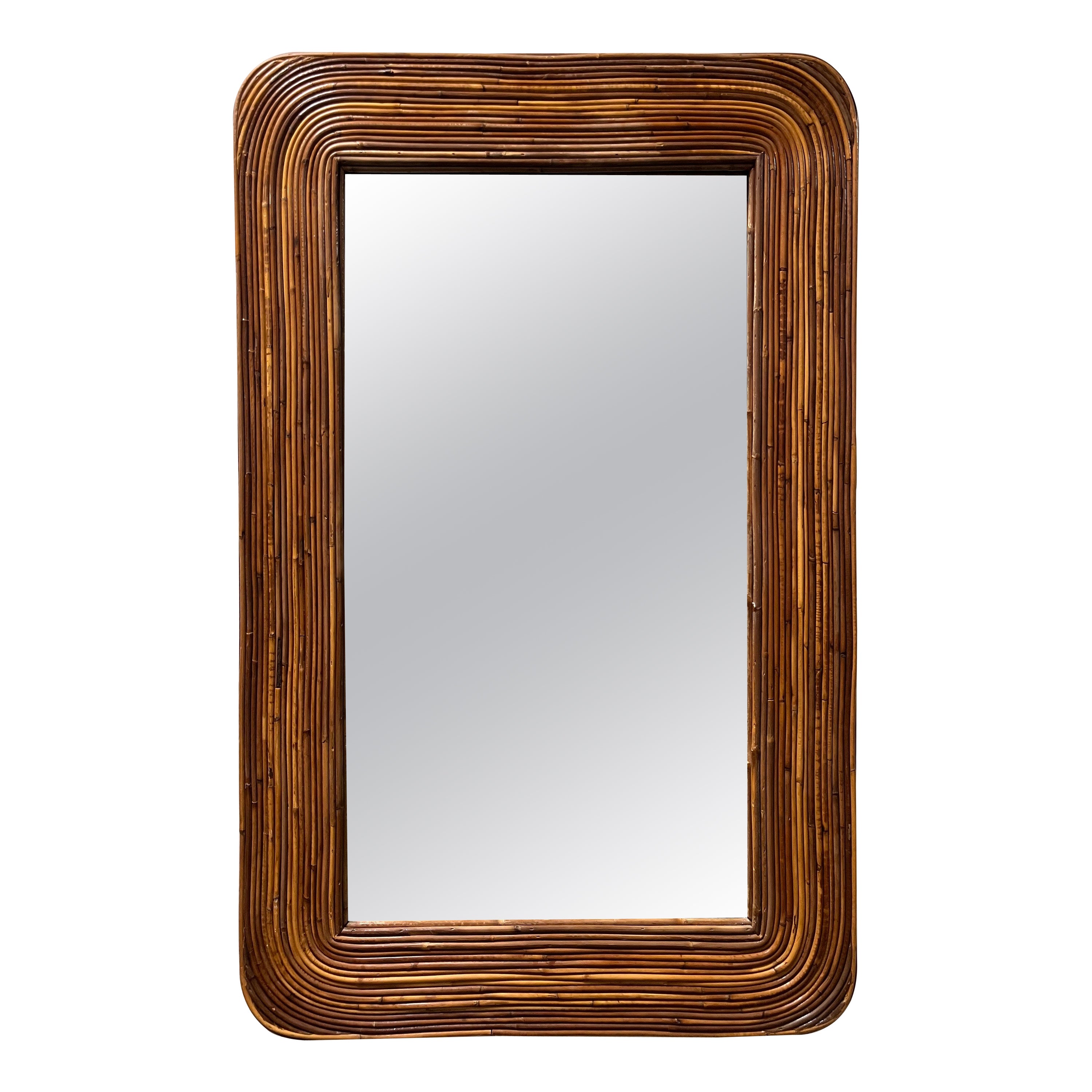 Vintage Pencil Reed Bamboo Mirror