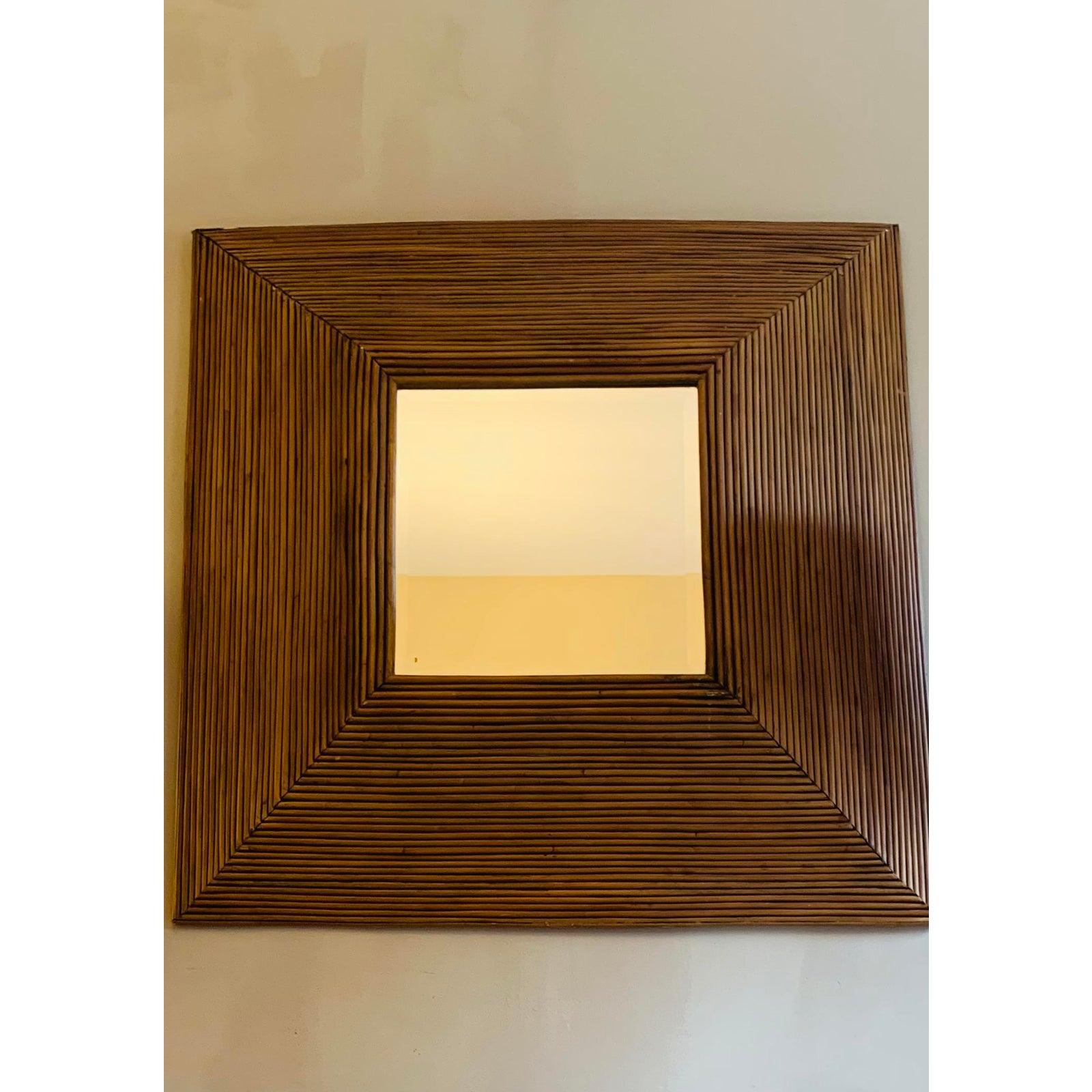 Philippine Vintage Pencil-Reed Bamboo Pyramid Mirror