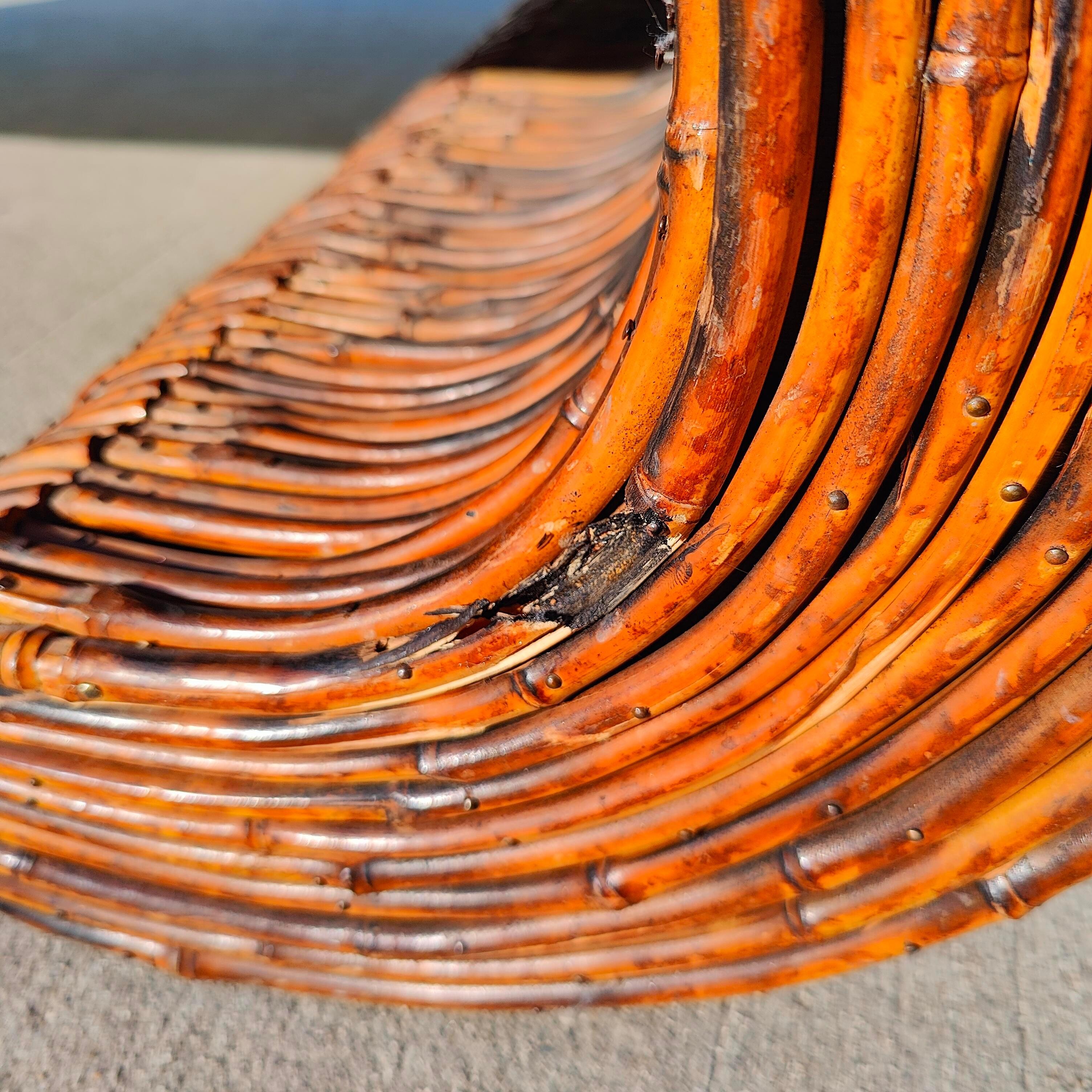 Vintage Pencil Reed Bamboo Waterfall Coffee Table at 1stDibs
