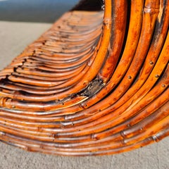 Vintage Pencil Reed Bamboo Waterfall Coffee Table