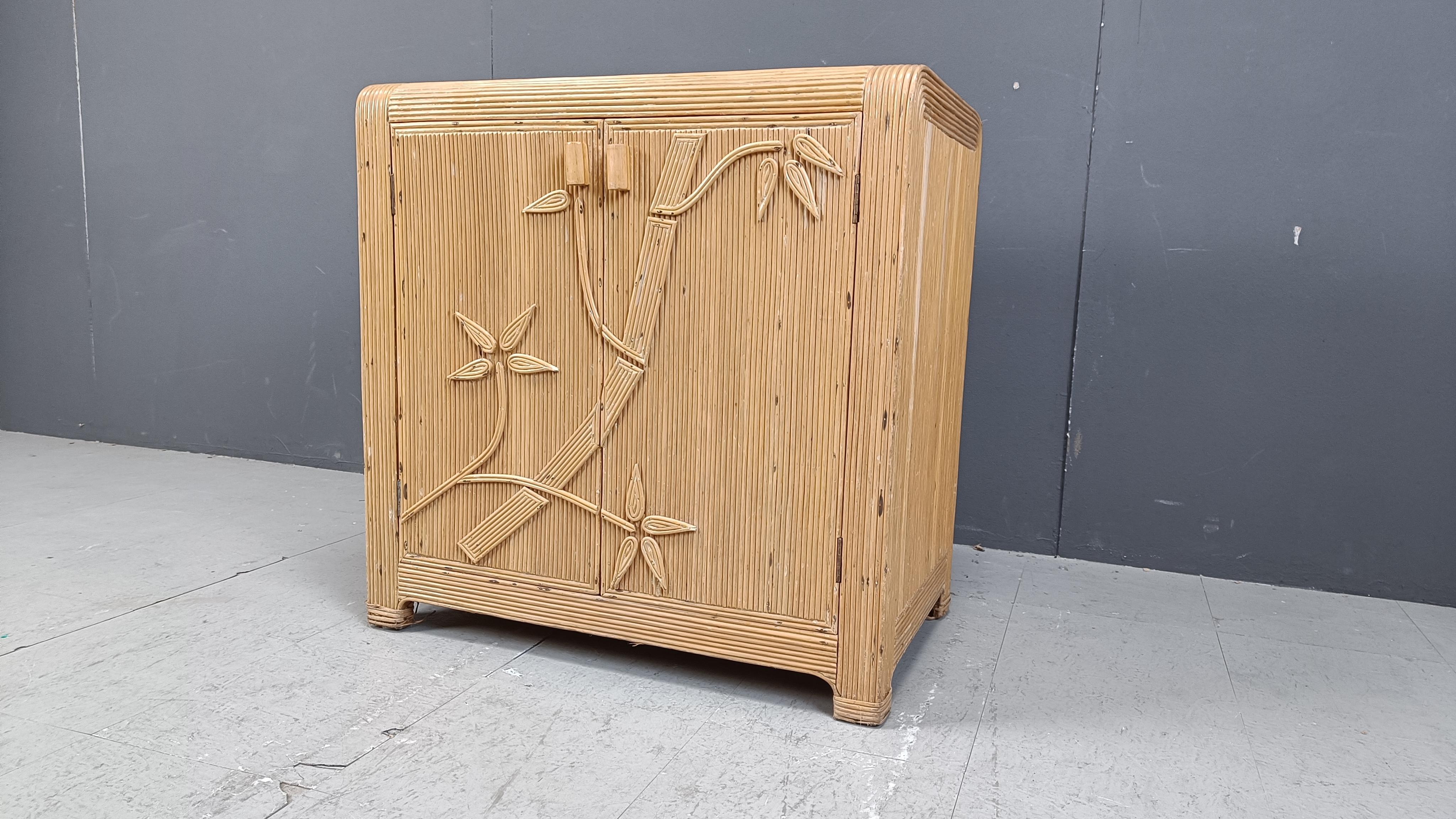 Vintage pencil reed cabinet, 1970s For Sale 3