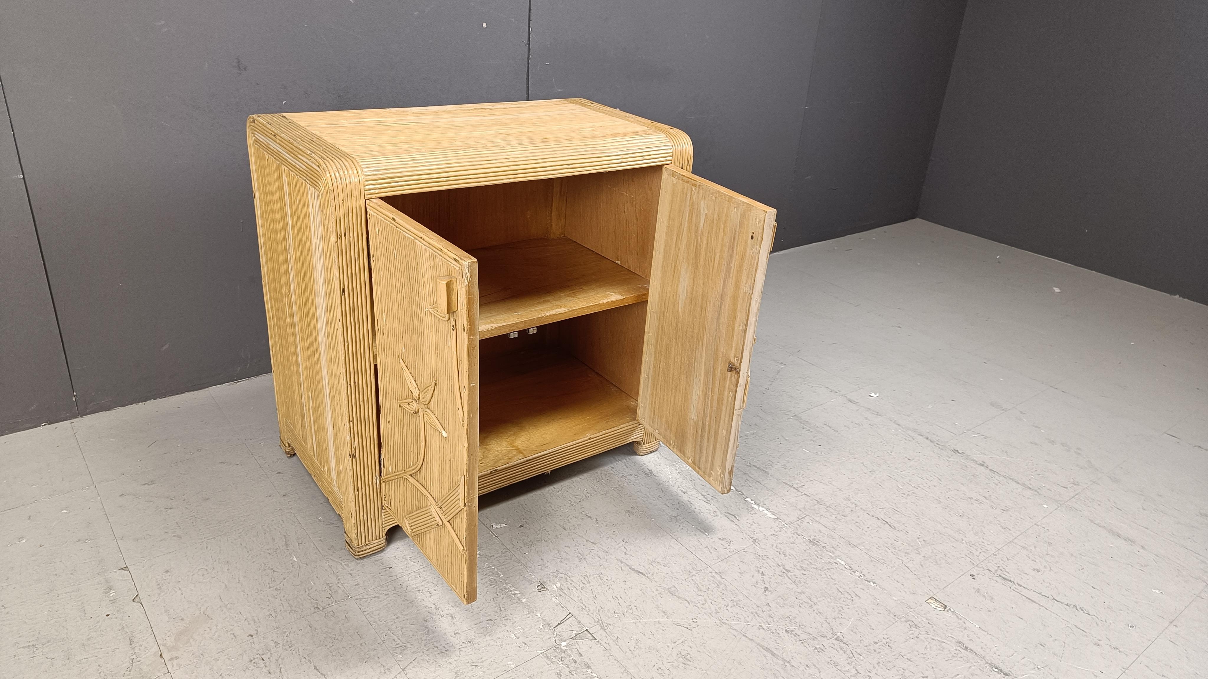 Vintage pencil reed cabinet, 1970s For Sale 5