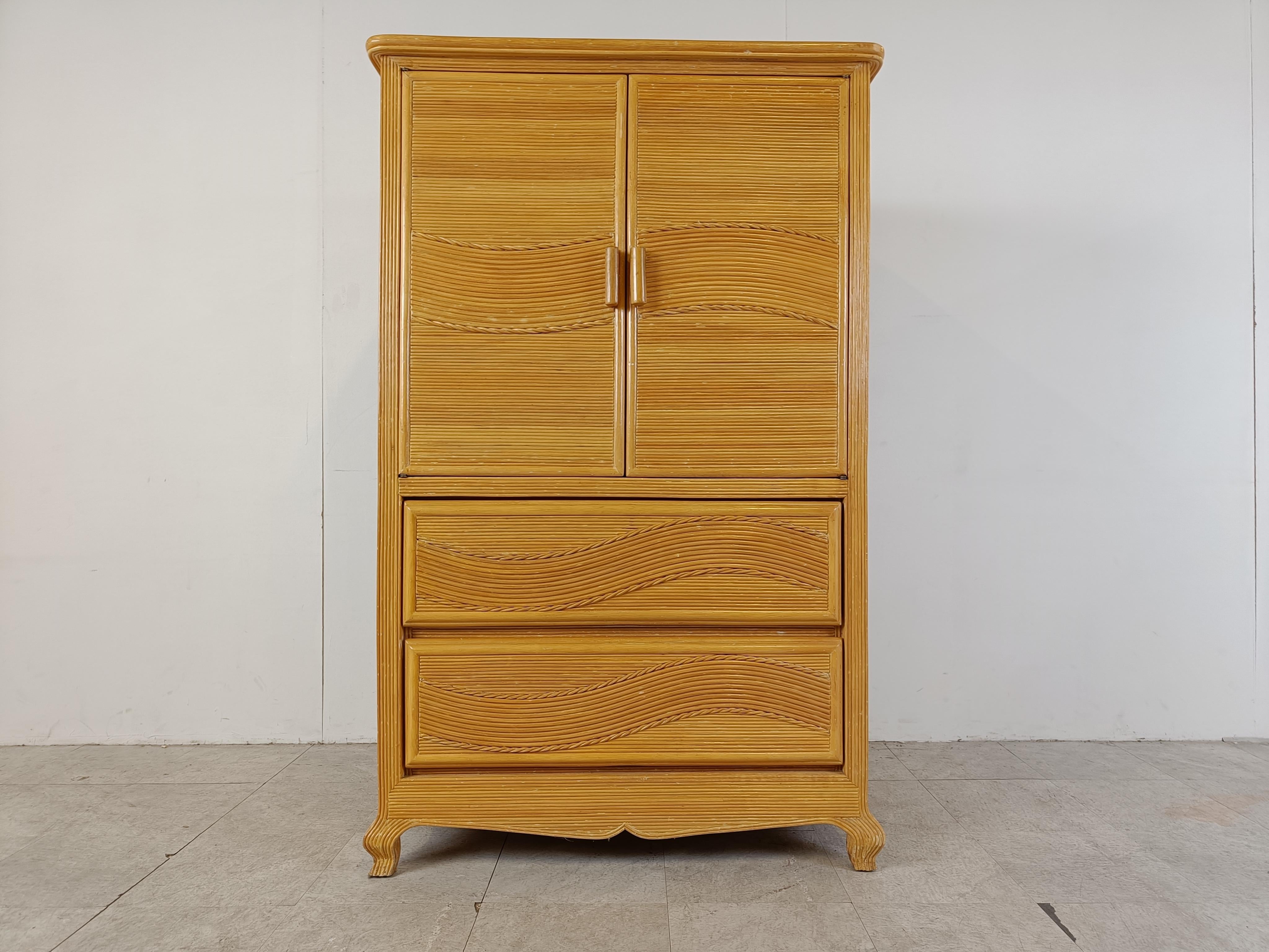 Mid-Century Modern Vintage pencil reed cabinet, 1970s  For Sale