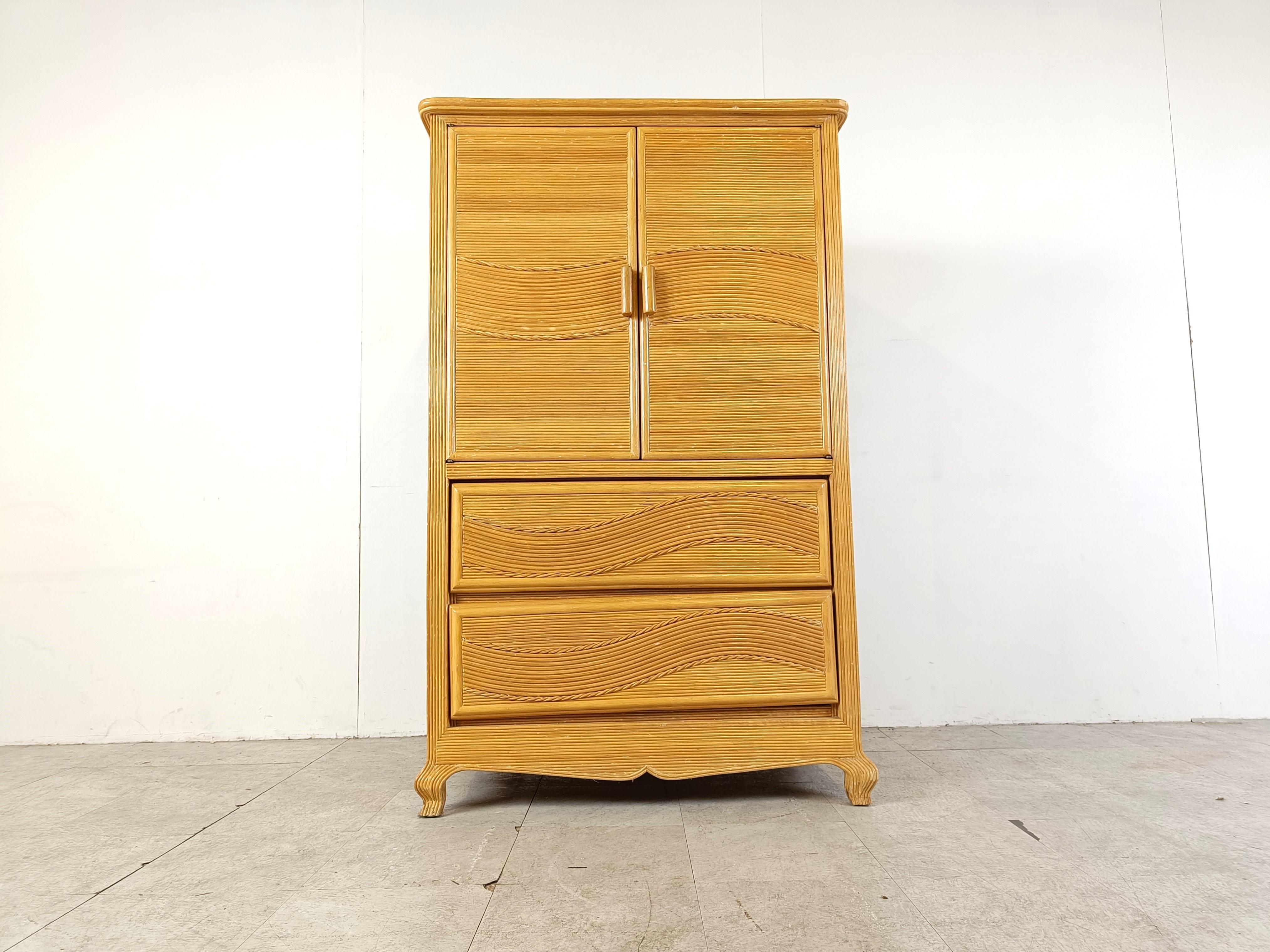 Late 20th Century Vintage pencil reed cabinet, 1970s  For Sale