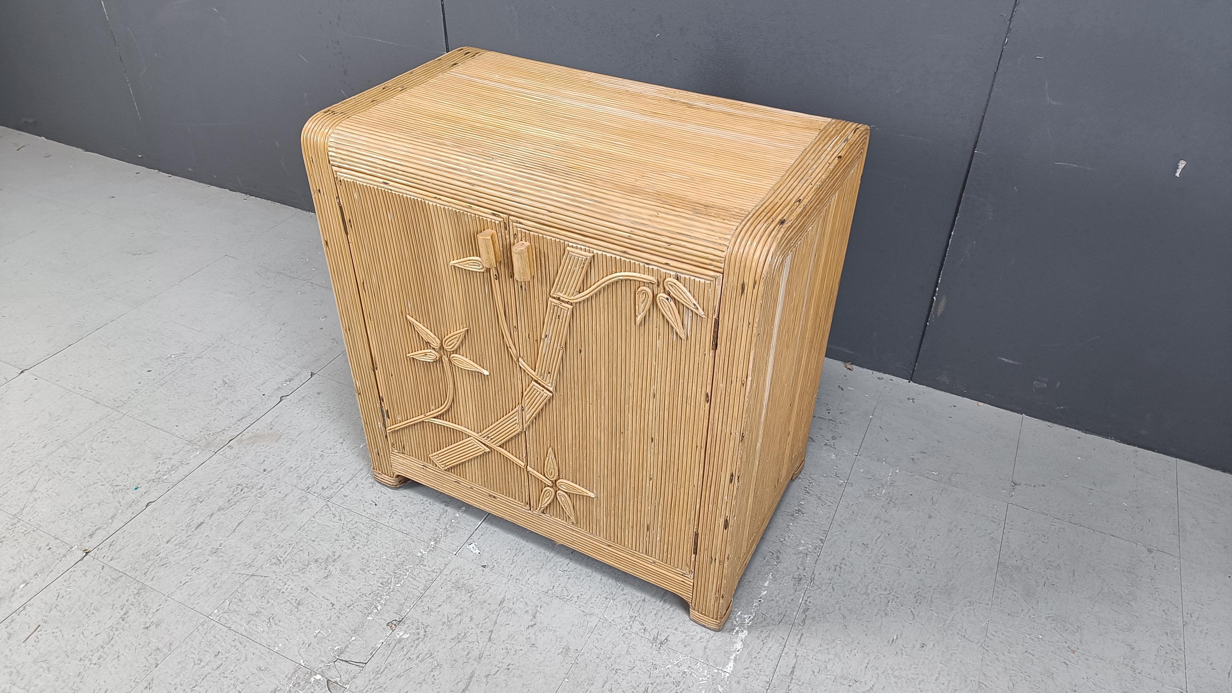 Vintage pencil reed cabinet, 1970s For Sale 1