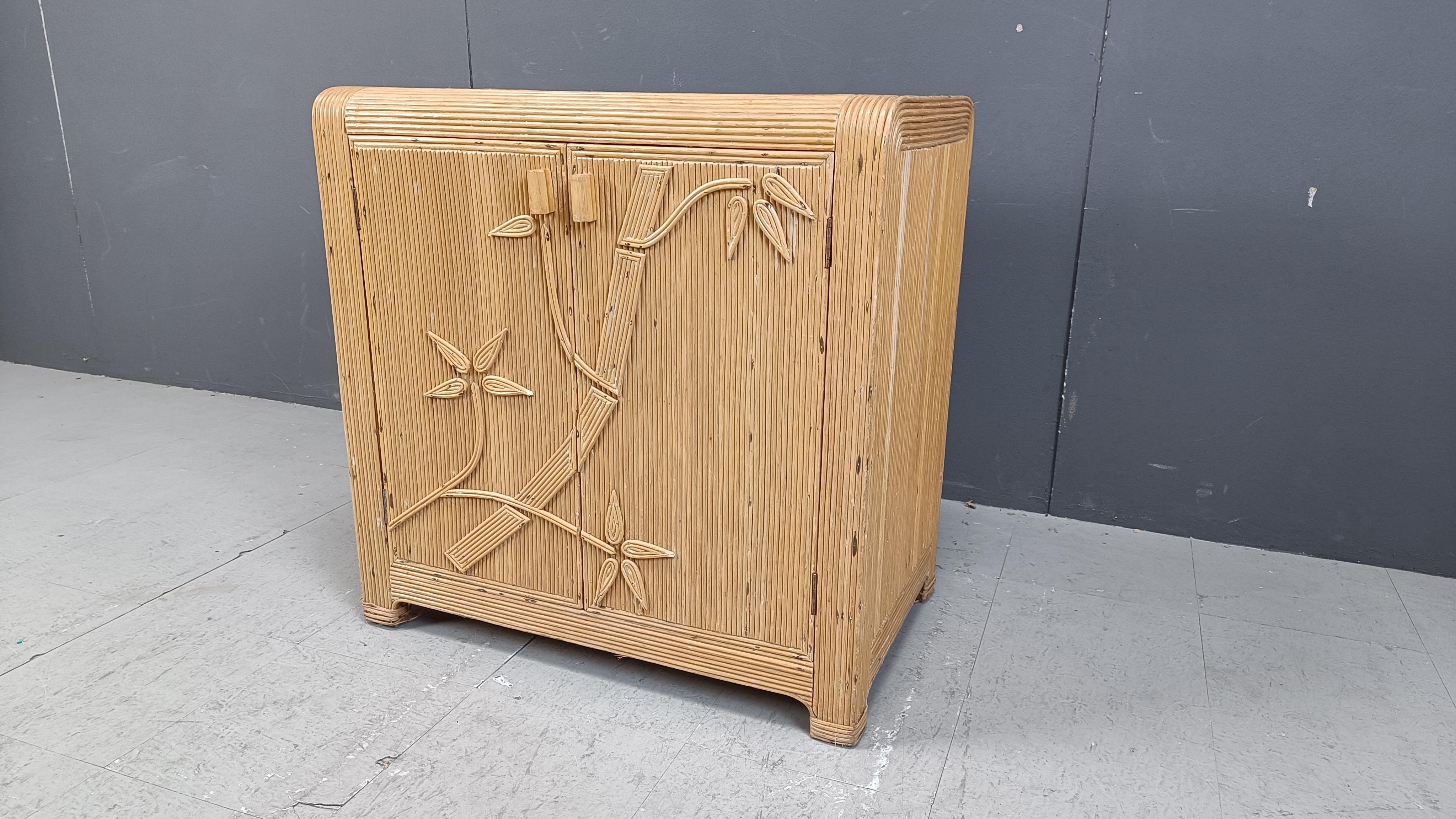 Vintage pencil reed cabinet, 1970s For Sale 2