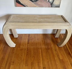 Vintage Pencil Reed Console Entry Table in Style of Karl Springer