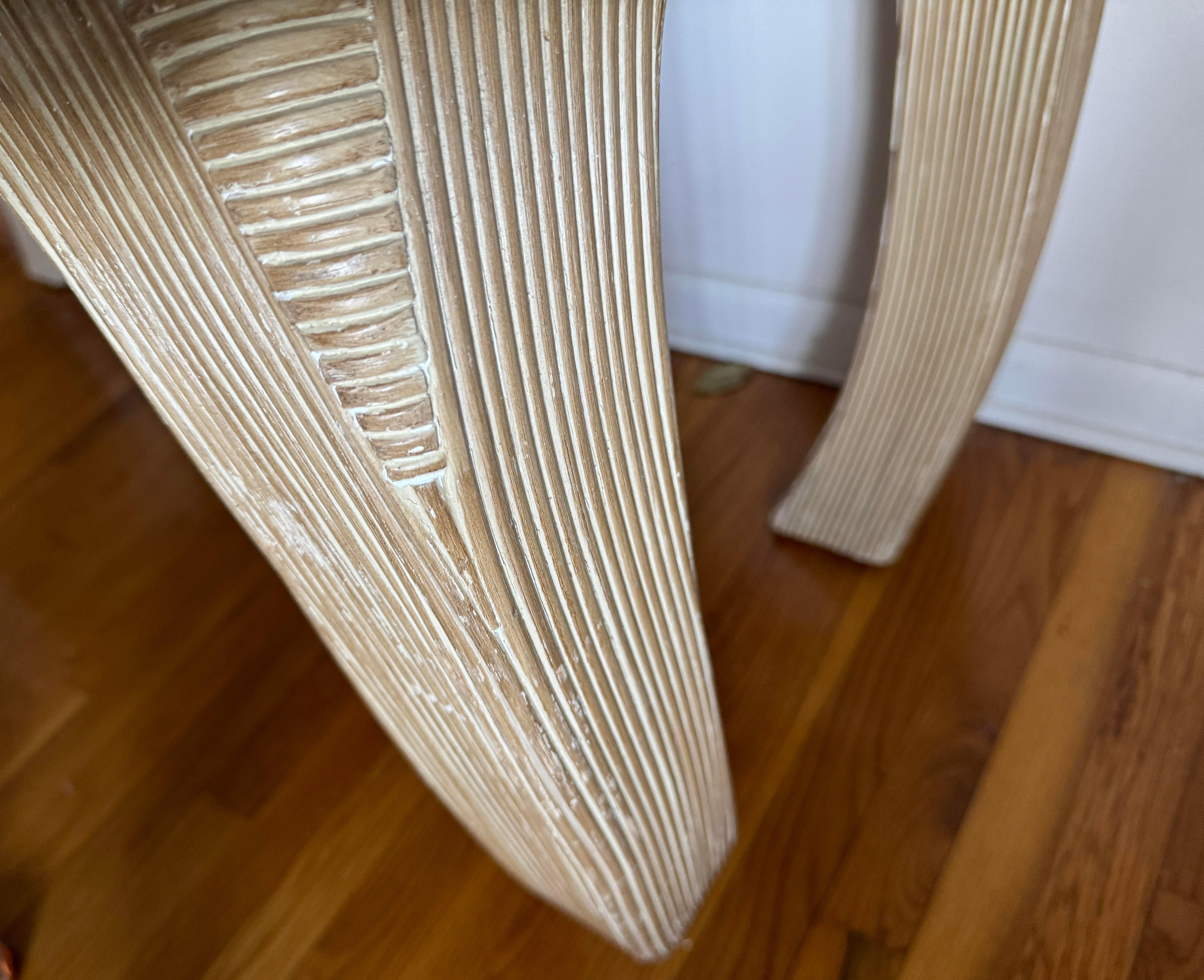 Vintage Pencil Reed Console Entry Table in Style of Karl Springer In Fair Condition For Sale In Elkton, MD