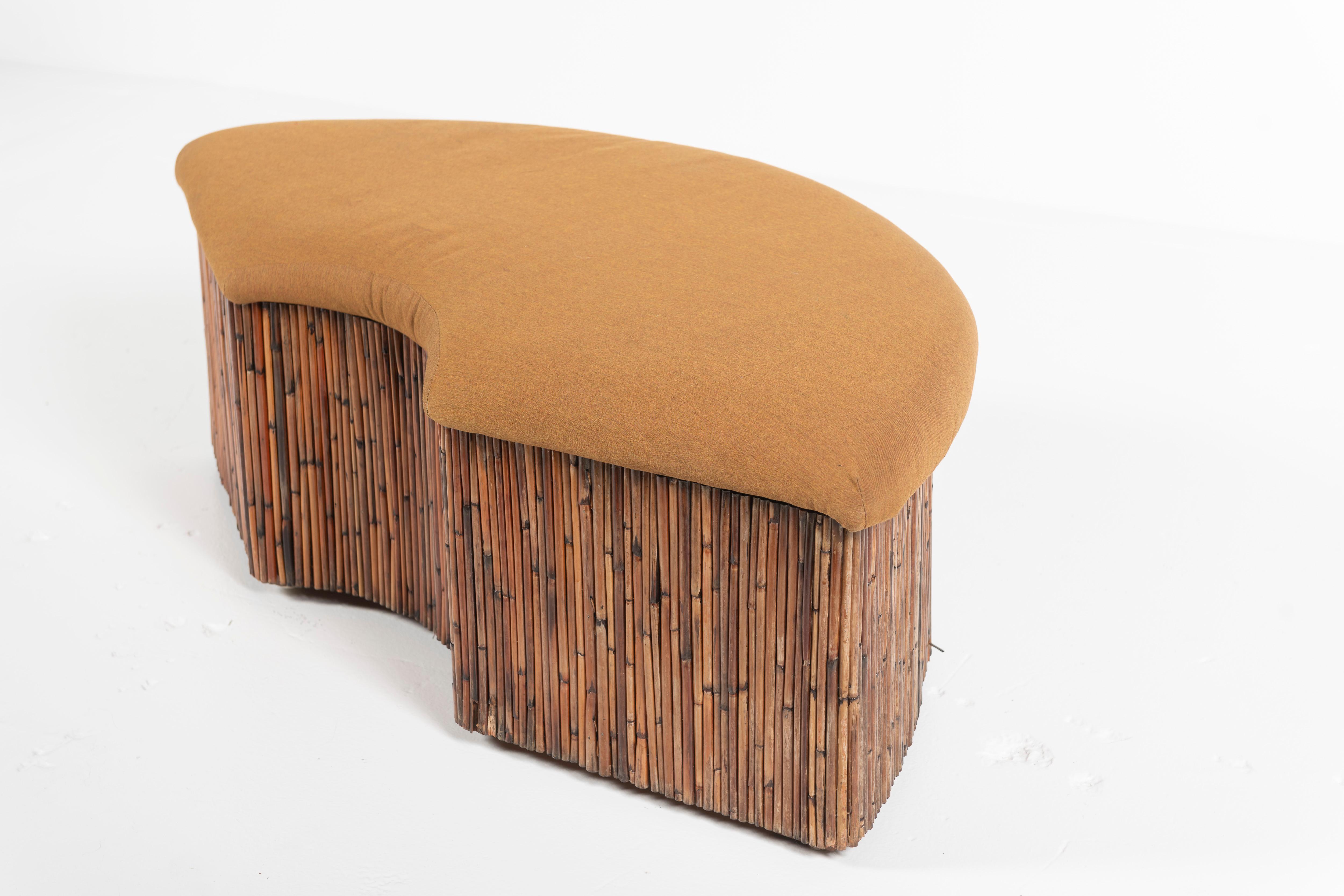 American Vintage Pencil Reed Curved Bench For Sale