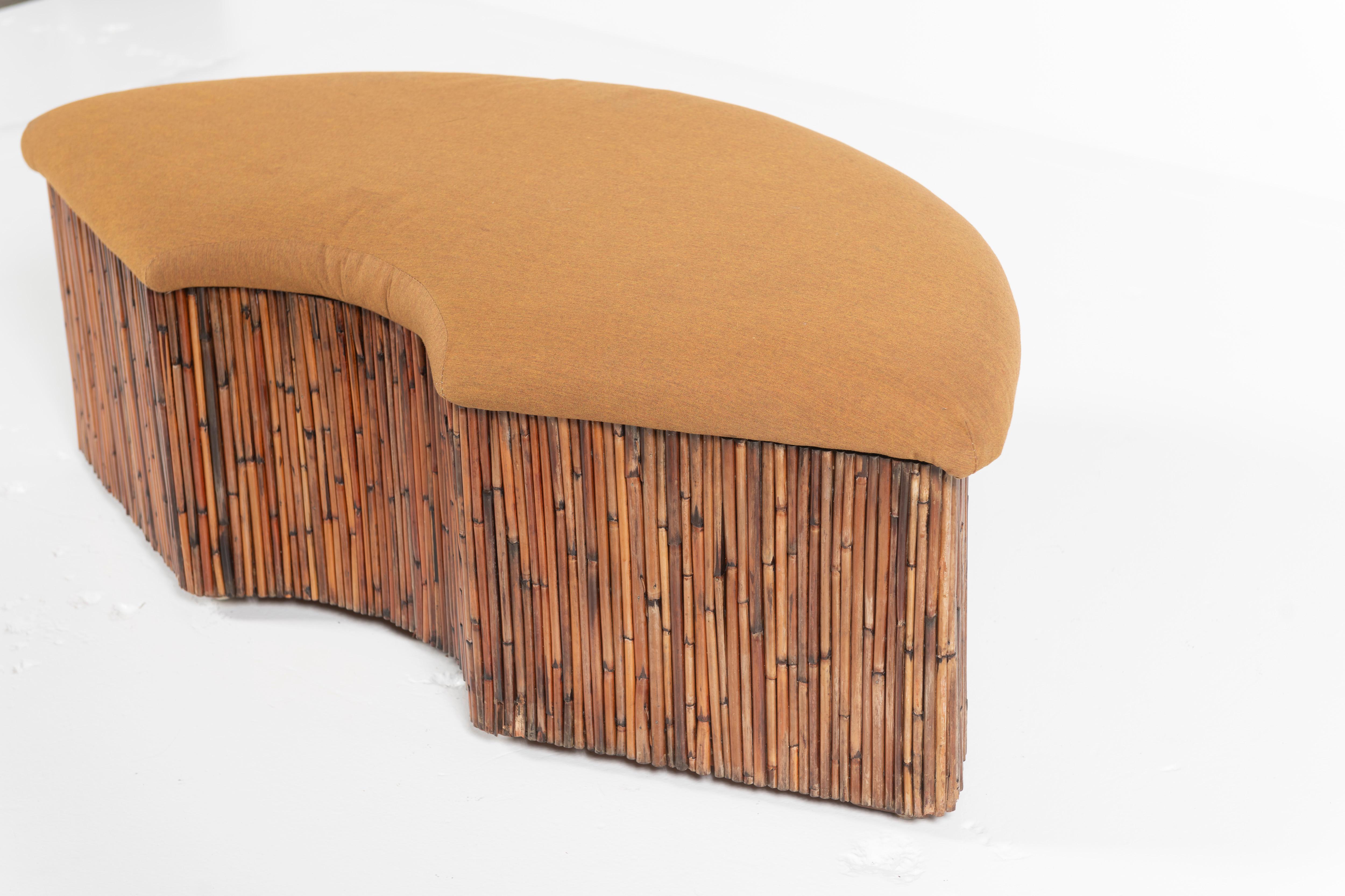 20th Century Vintage Pencil Reed Curved Bench For Sale