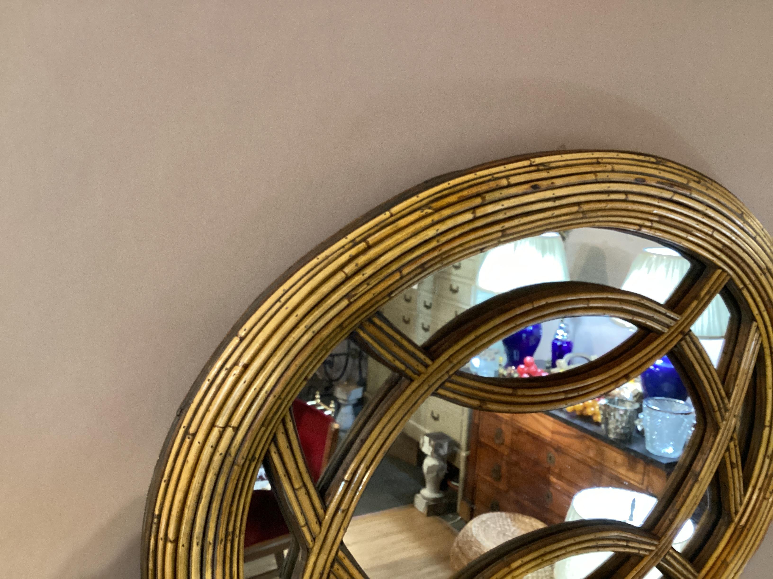 Mid-Century Modern Vintage Pencil Reed Mirror  For Sale