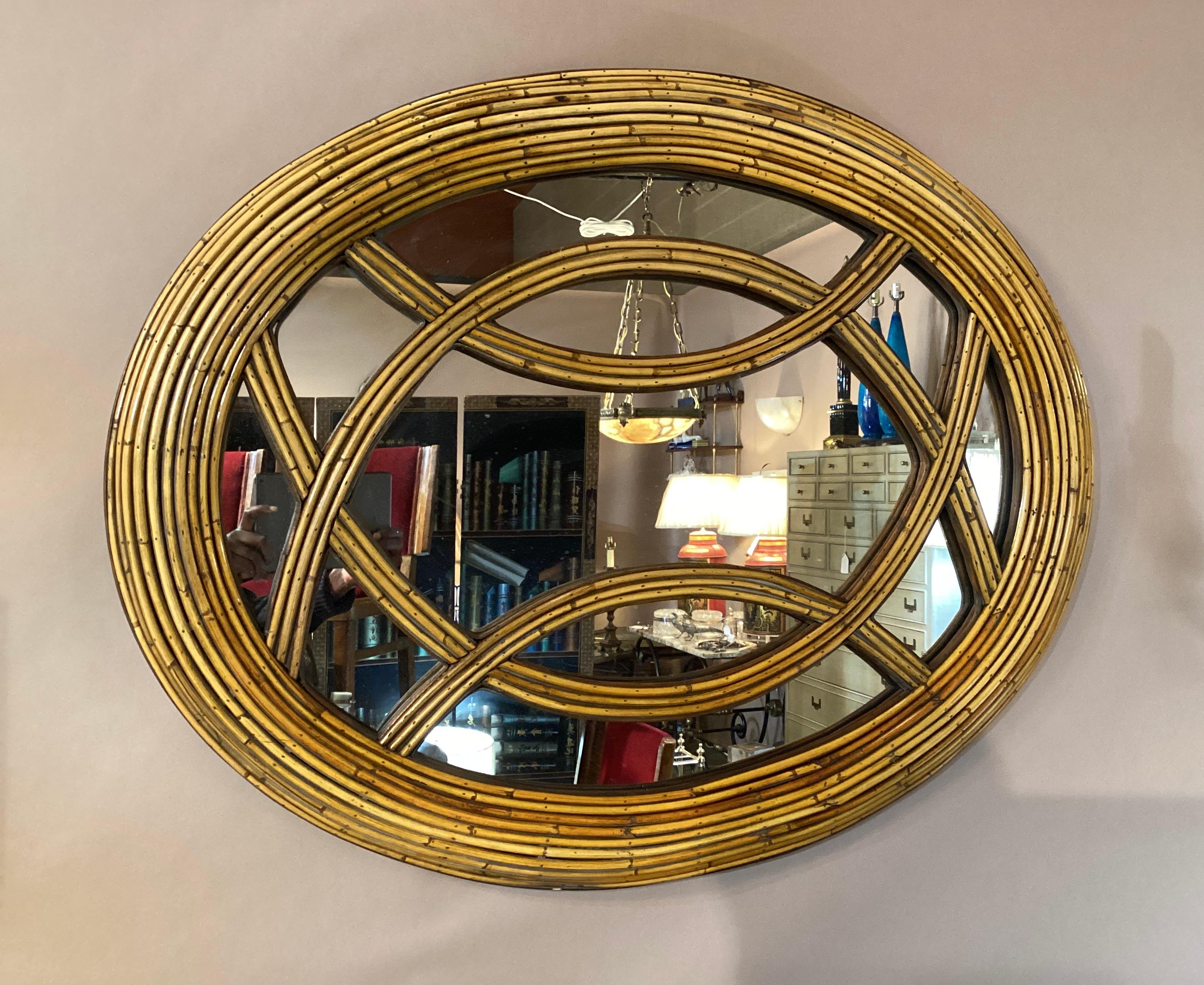Vintage Pencil Reed Mirror  In Good Condition For Sale In Chapel Hill, NC