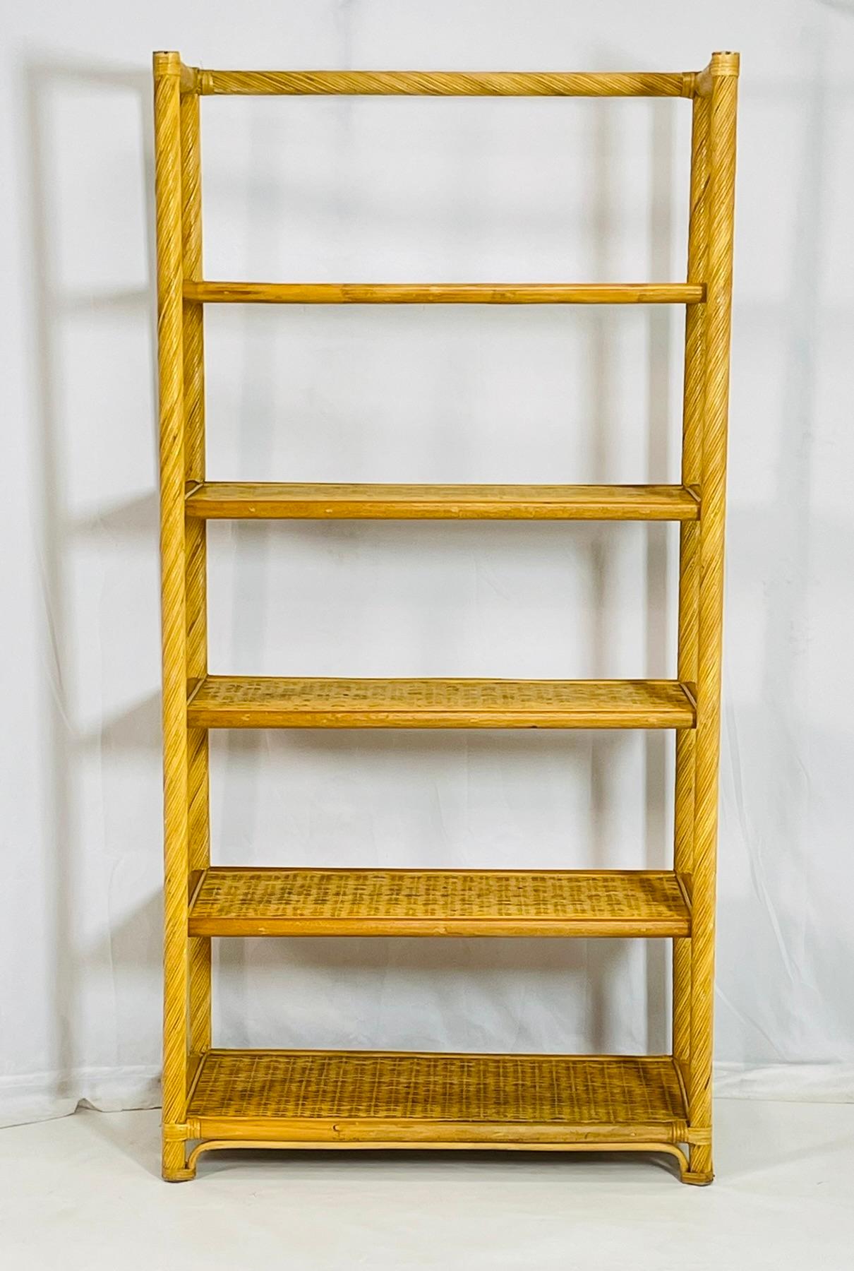 Vintage-Bleistift-Etagere aus Schilf und Rattan, USA 1960er Jahre im Angebot 3