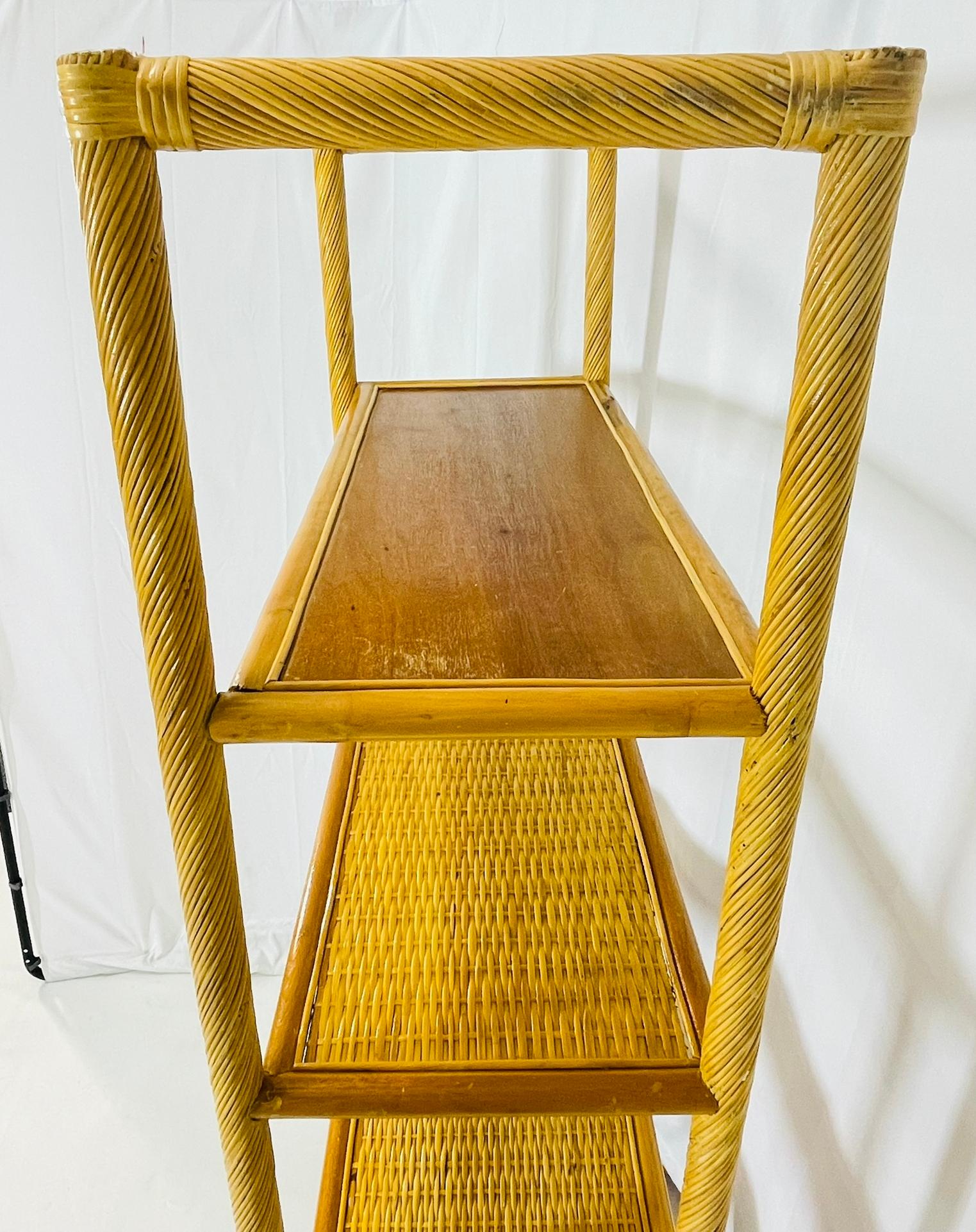 Vintage-Bleistift-Etagere aus Schilf und Rattan, USA 1960er Jahre im Angebot 4