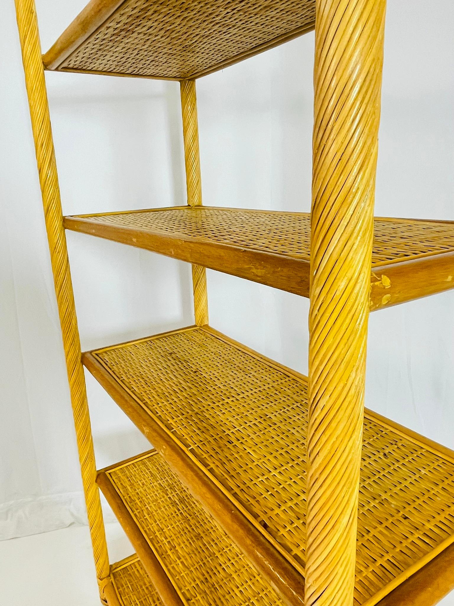 Vintage-Bleistift-Etagere aus Schilf und Rattan, USA 1960er Jahre im Angebot 10
