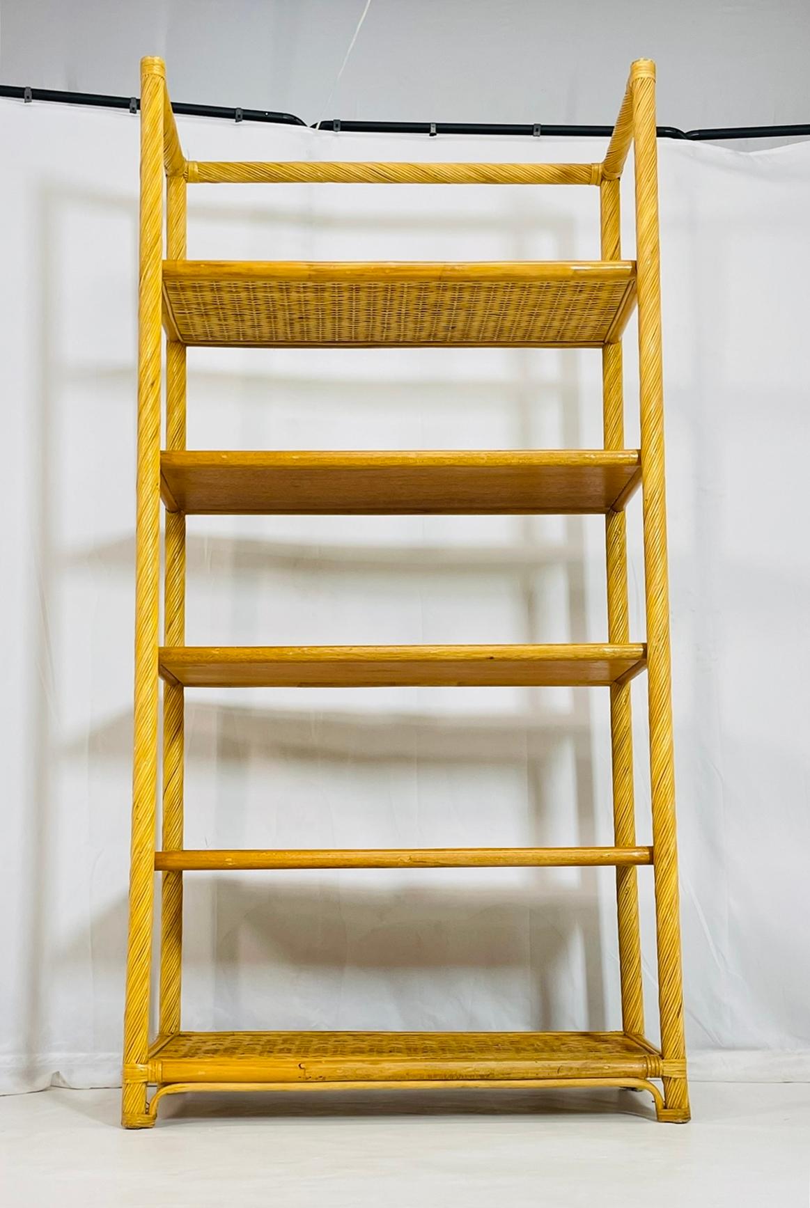 Vintage-Bleistift-Etagere aus Schilf und Rattan, USA 1960er Jahre (Handgefertigt) im Angebot