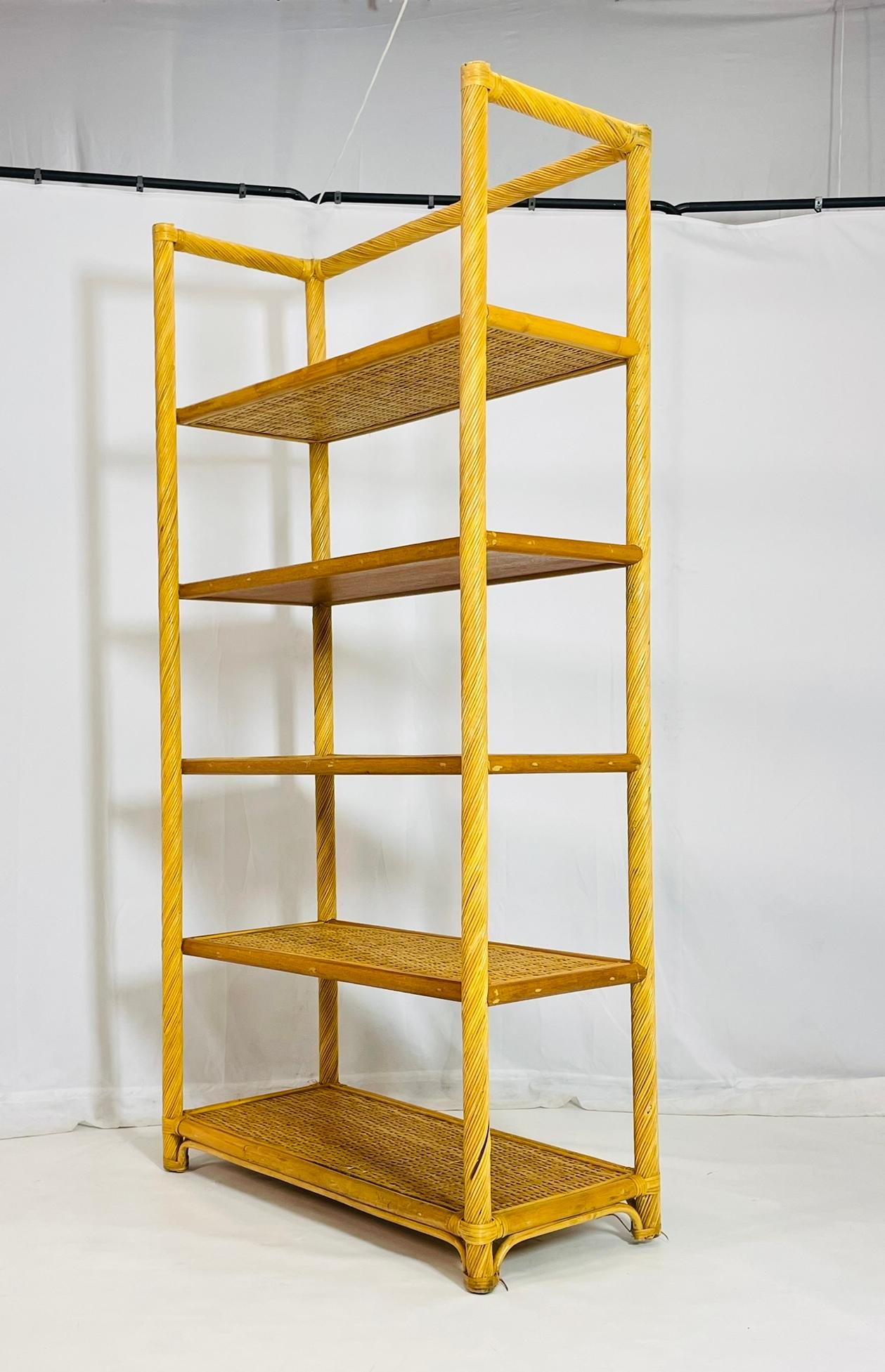 Vintage-Bleistift-Etagere aus Schilf und Rattan, USA 1960er Jahre im Angebot 1