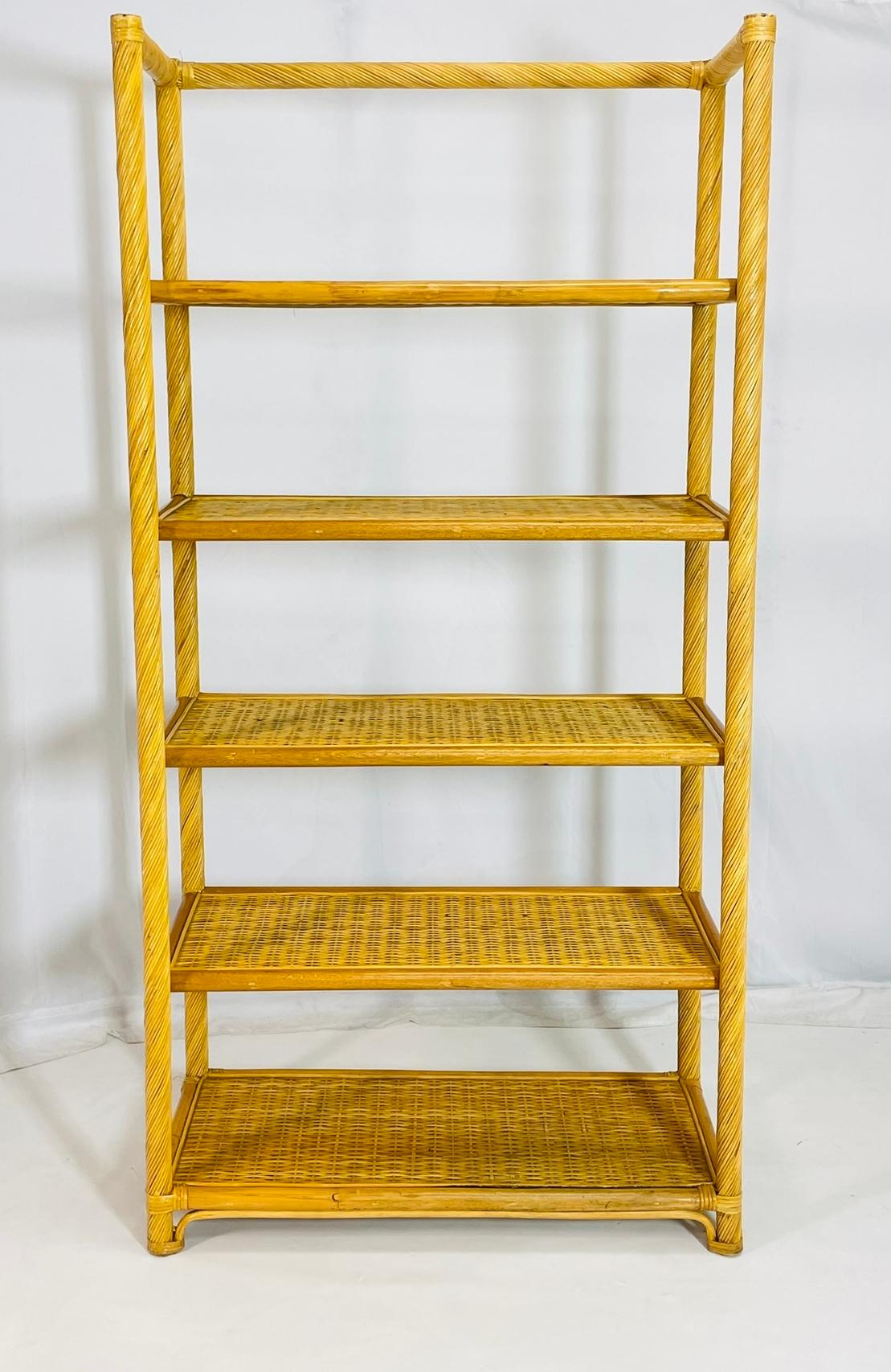 Vintage-Bleistift-Etagere aus Schilf und Rattan, USA 1960er Jahre im Angebot 2