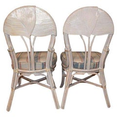 Vintage Pencil Reed Rattan Palm Dining Chairs, a Pair