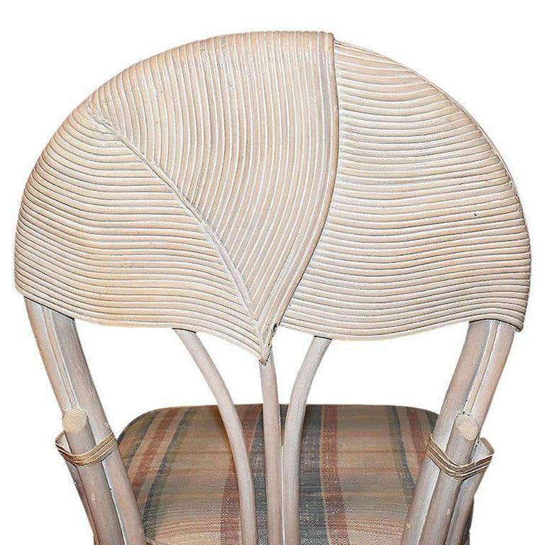 Philippine Vintage Pencil Reed Rattan Palm Dining Chairs after Gabriella Crespi, a Pair For Sale