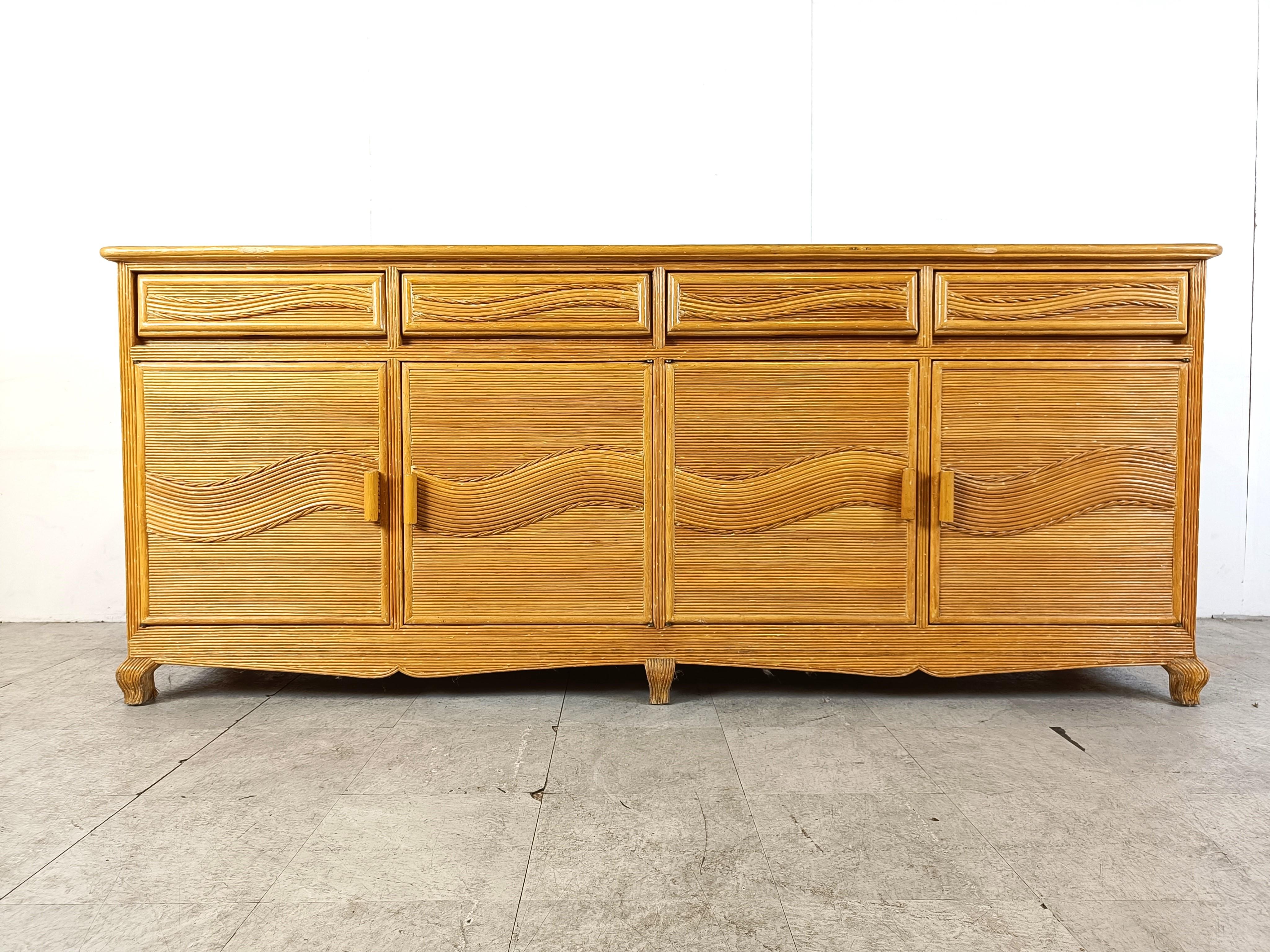 Vintage pencil reed sideboard, 1970s In Good Condition For Sale In HEVERLEE, BE