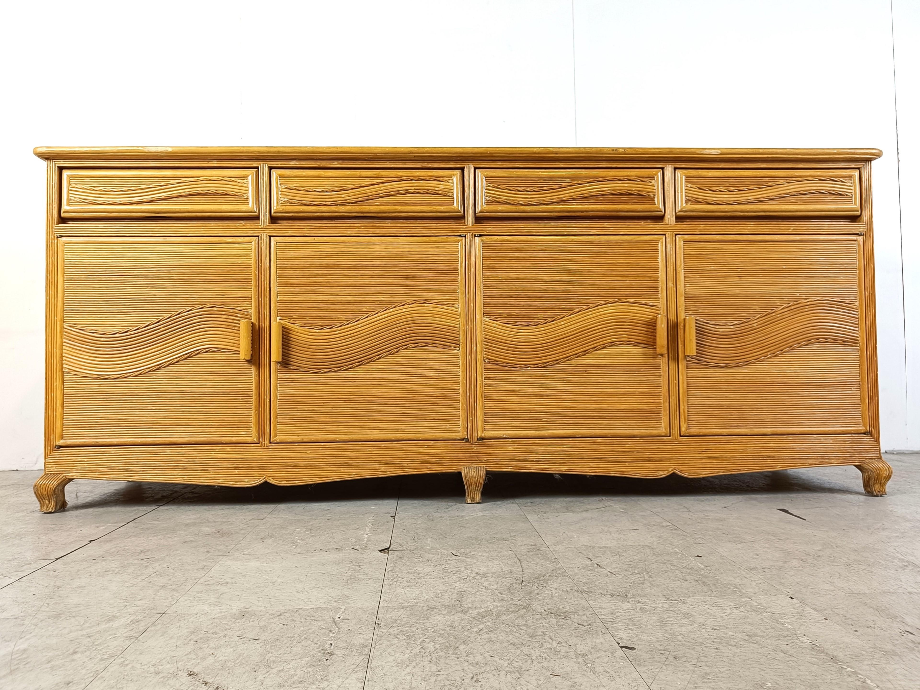 Late 20th Century Vintage pencil reed sideboard, 1970s For Sale