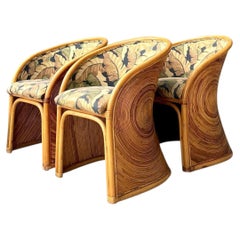 Vintage Pencil Reed Sunburst Dining Chairs