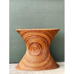Vintage Pencil Reed Sunburst Dining Table Pedestal