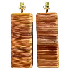 Vintage Pencil Reed Table Lamps - A Pair