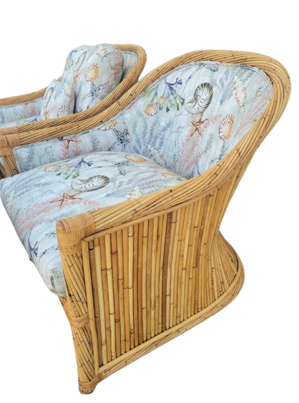 Vintage Pencil Reed Vivai del Sud Stil Coastal Lounge Stühle Passende Ottomane im Angebot 3