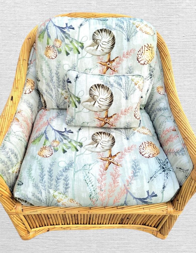 Vintage Pencil Reed Vivai del Sud Stil Coastal Lounge Stühle Passende Ottomane im Angebot 6