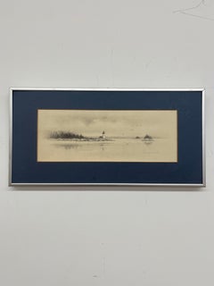 Vintage Pencil-Signed Coastal Lighthouse Lithograph by Virginia Miller