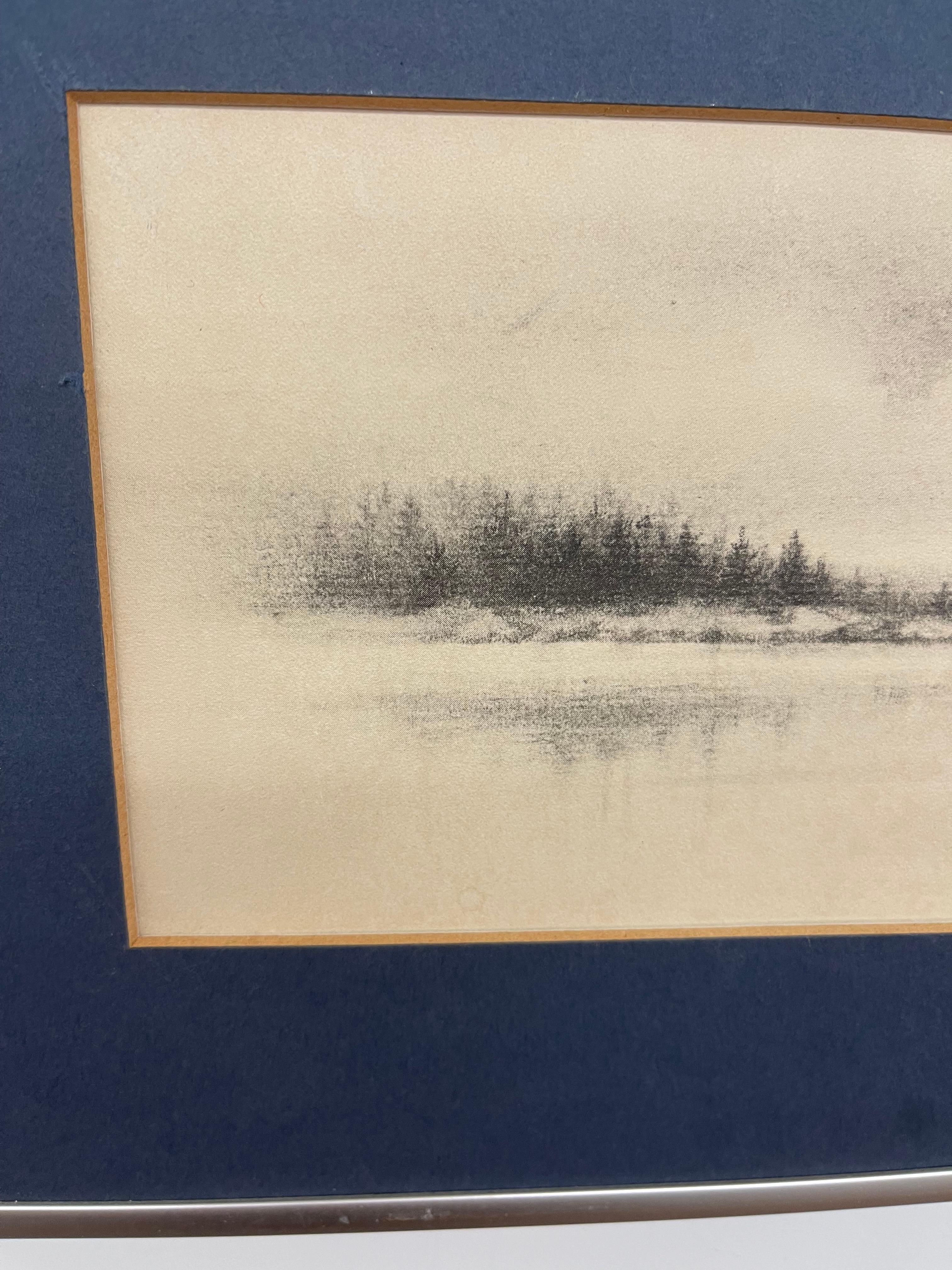 Vintage Bleistift-signiert Küstenleuchtturm Lithographie von Virginia Miller im Angebot 1