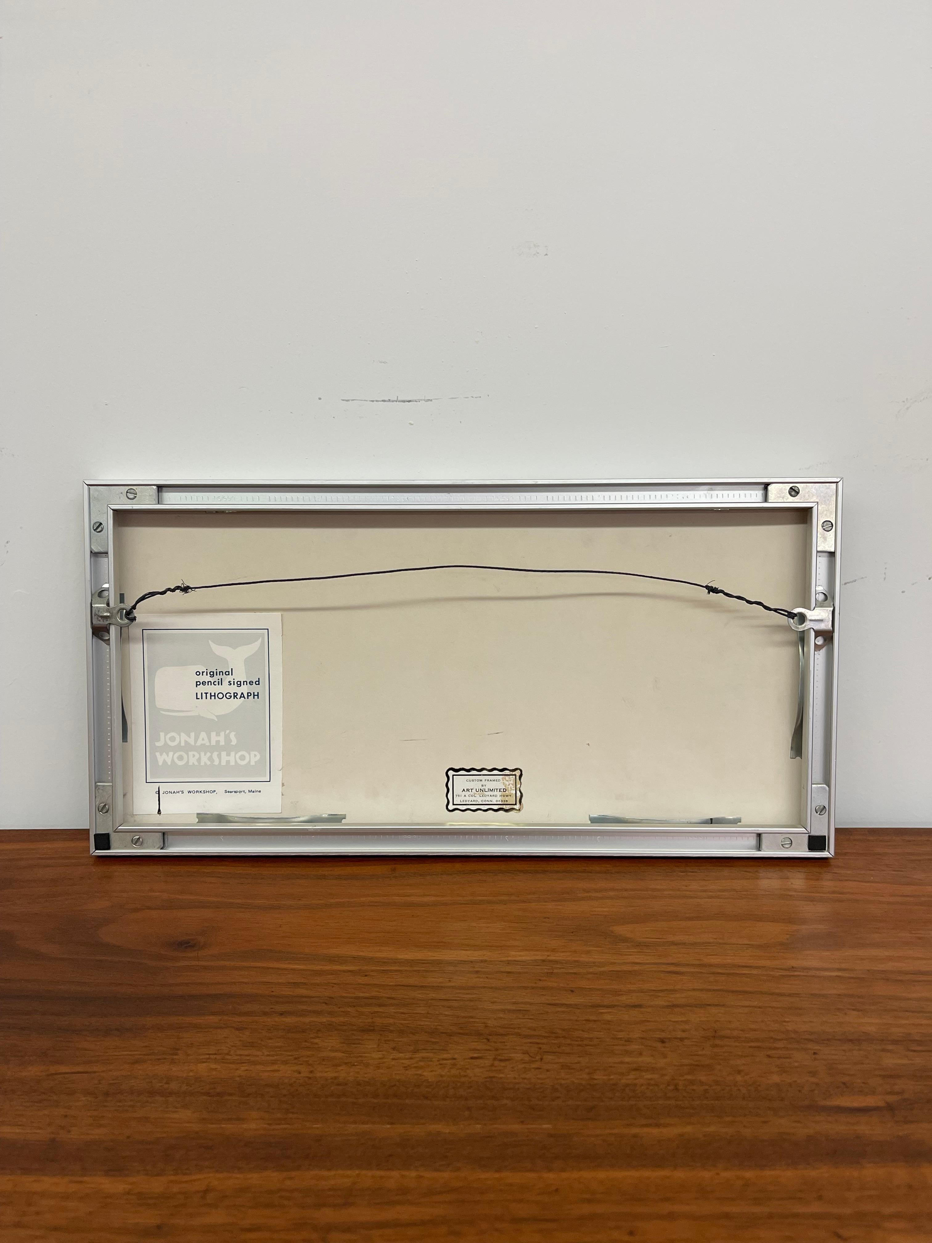 Vintage Bleistift-signiert Küstenleuchtturm Lithographie von Virginia Miller im Angebot 3