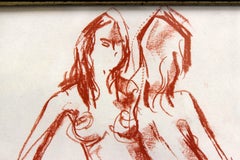 Vintage-Bleistiftskizze eines jungen nackten Mädchens, England 1968