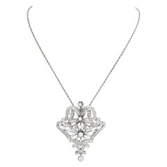 Vintage Pendant Broach over 2 Carats in Diamonds in 14k White Gold