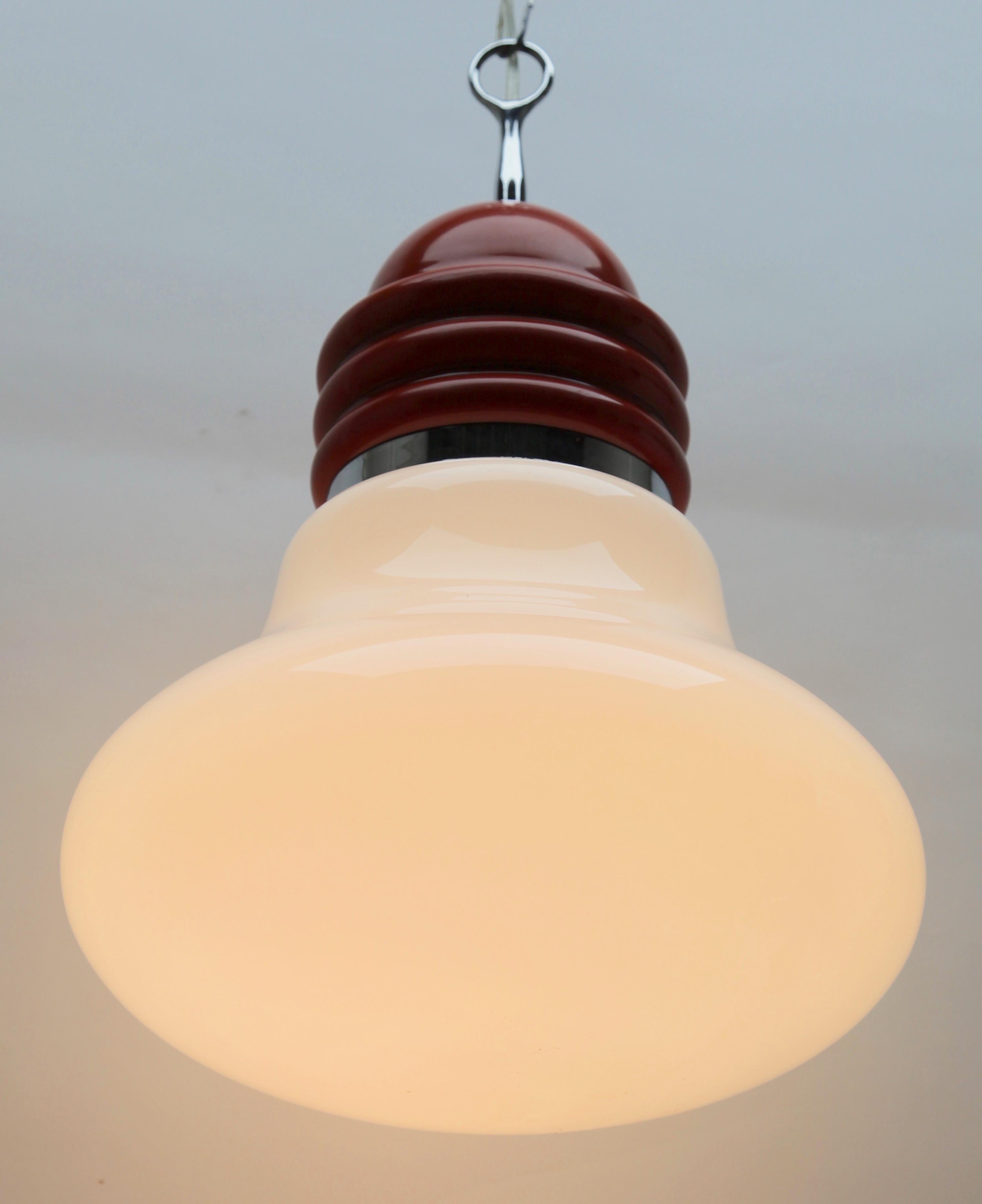 Vintage Pendant Ceiling Light in the Schape of a Big Bulb, Opaque Glass, 1960s For Sale 1