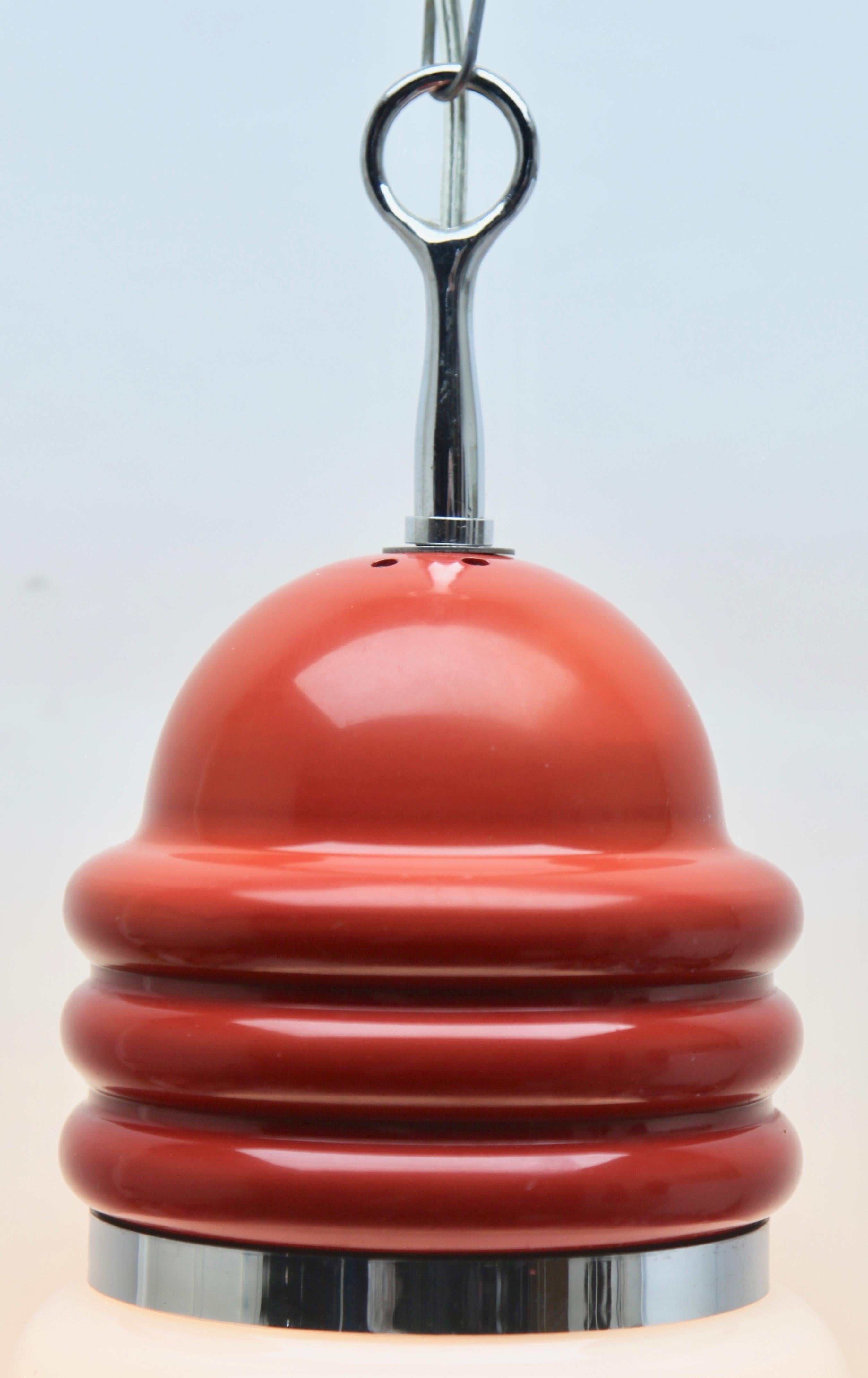 Mid-20th Century Vintage Pendant Ceiling Light in the Schape of a Big Bulb, Opaque Glass, 1960s For Sale