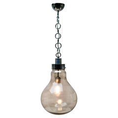 Vintage Pendant Ceiling Light in the Schape of a Big Bulb, Smoked Glass, 1960s