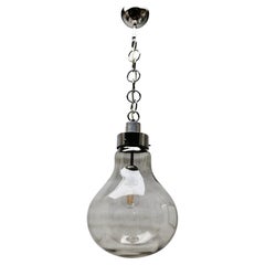Used Pendant Ceiling Light in the Schape of a Big Bulb, Smoked Glass, 1960s