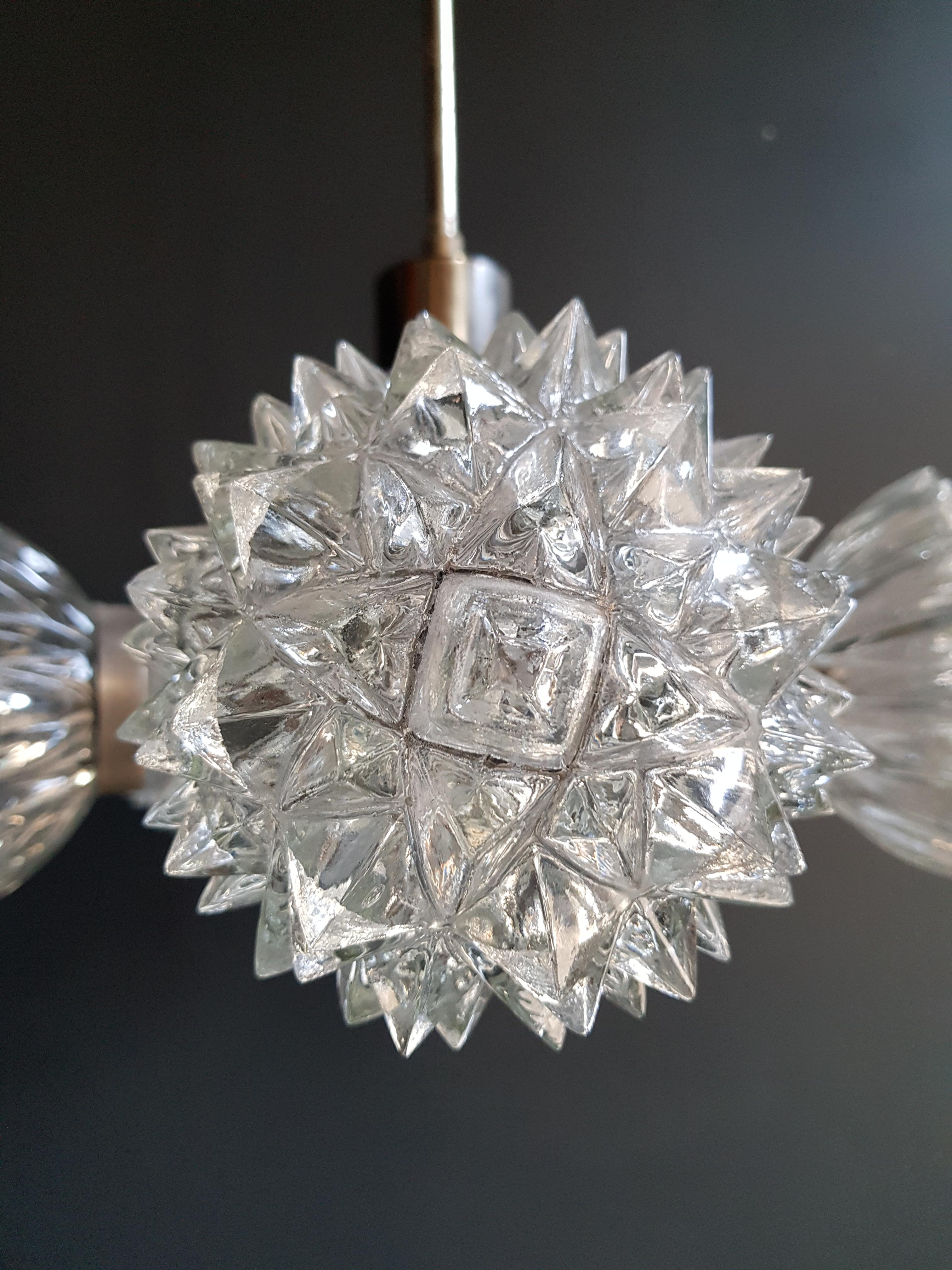 Vintage Pendant Chandelier 1970s Space Age Atom Lamp Chrome, 1970s In Good Condition For Sale In Berlin, DE