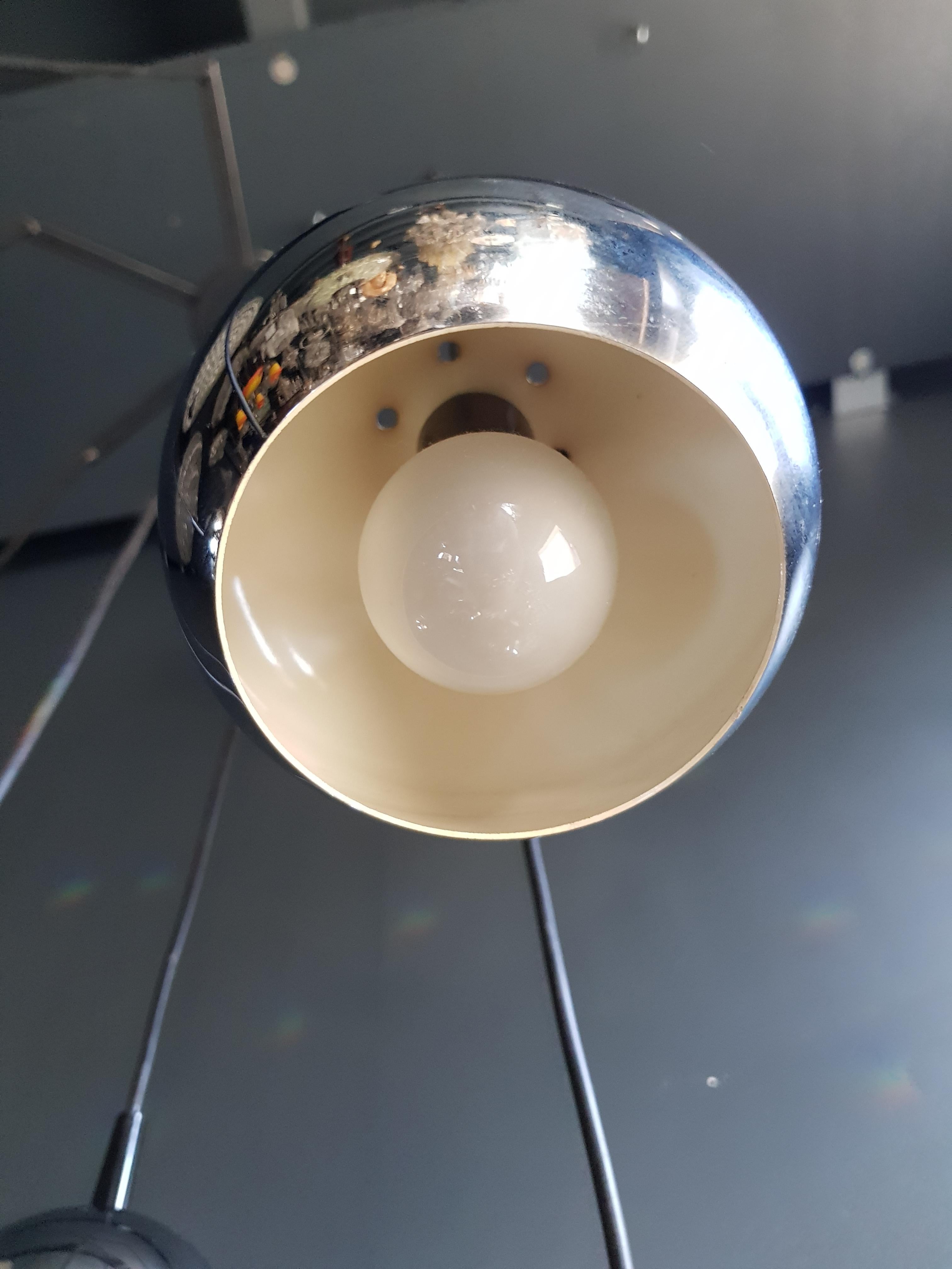 Late 20th Century Vintage Pendant Chandelier 1970s Space Age Ufo Atom Lamp Chrome 70s For Sale
