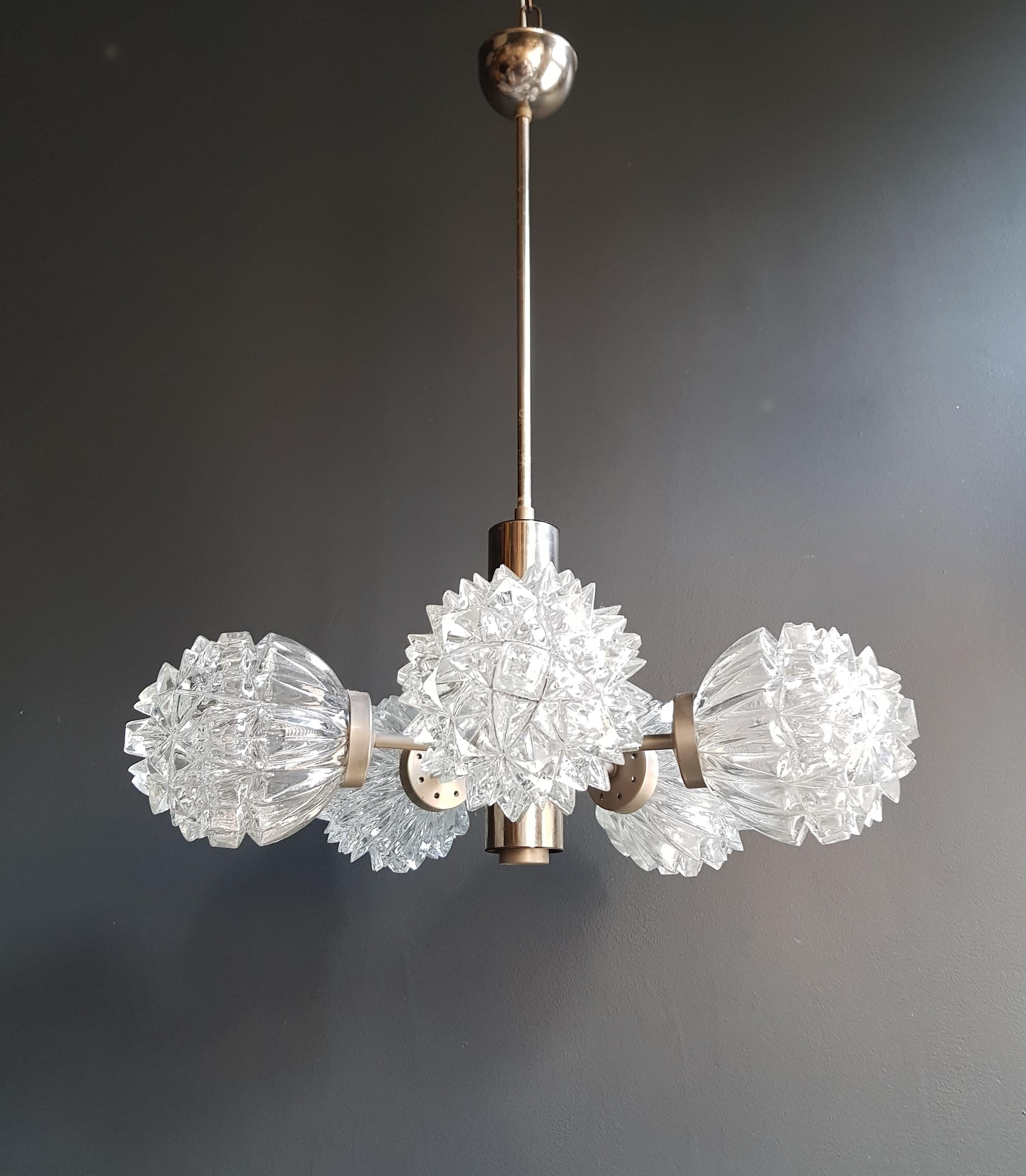 Late 20th Century Vintage Pendant Chandelier 1970s Space Age Atom Lamp Chrome, 1970s For Sale