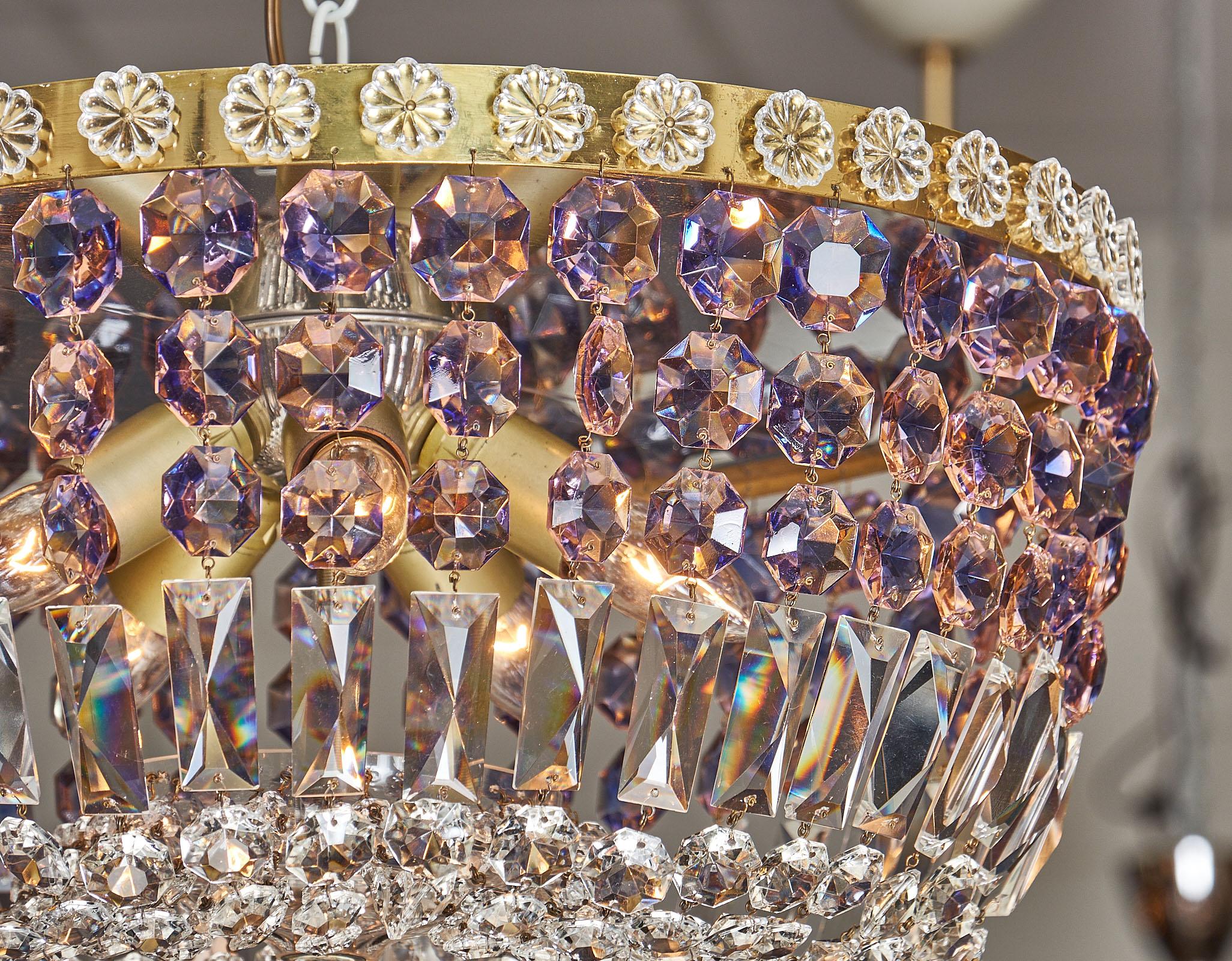 Early 20th Century Vintage Pendant Crystal Chandelier 