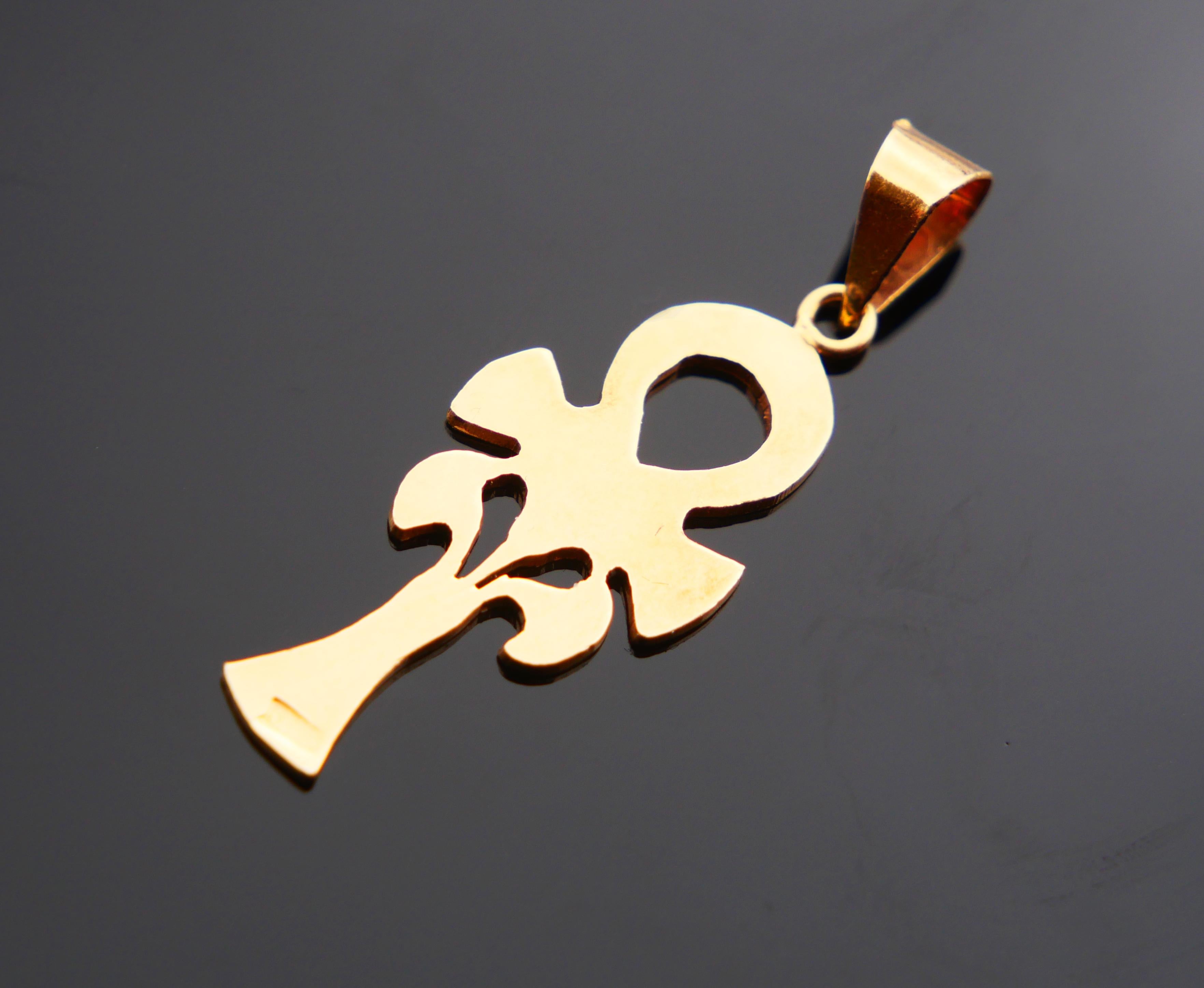 Rétro Vintage Pendant Egyptian ANKH Key Of Life Enamels solid 18K Gold / 2gr in vendita