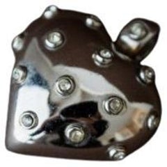 Vintage Pendant Heart Plastic Sterling Silver Timeless Design Italy, 1970s